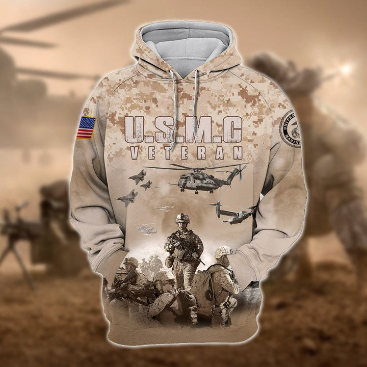 Premium Unique US Marines Veteran Zip Hoodie , Gifts for veterans, easychoo.com