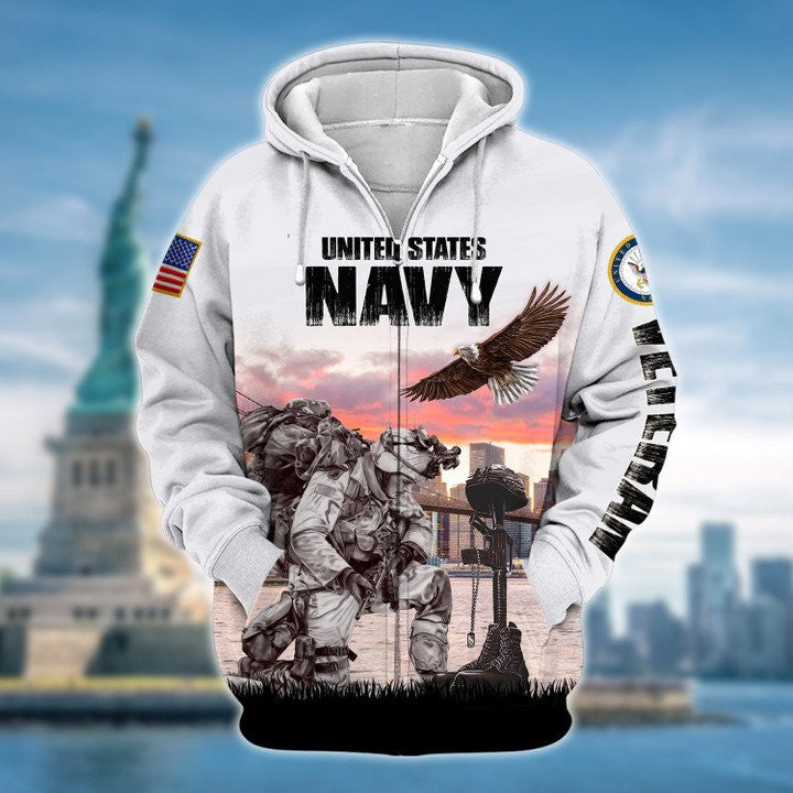 Premium Multiple US Military Services Veteran Zip Hoodie , Gifts for veterans, easychoo.com