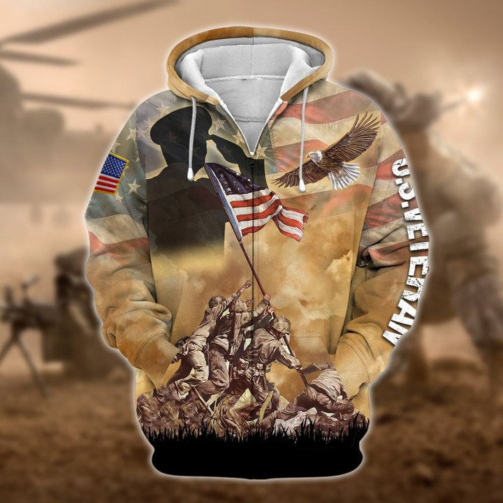Premium Multiple US Veteran Zip Hoodie , Gifts for veterans