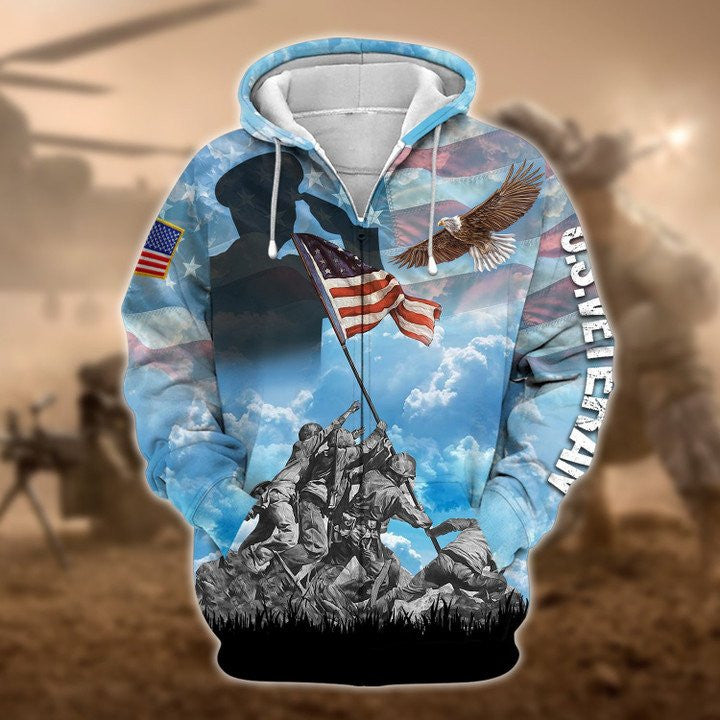 Premium Multiple US Veteran Zip Hoodie , Gifts for veterans