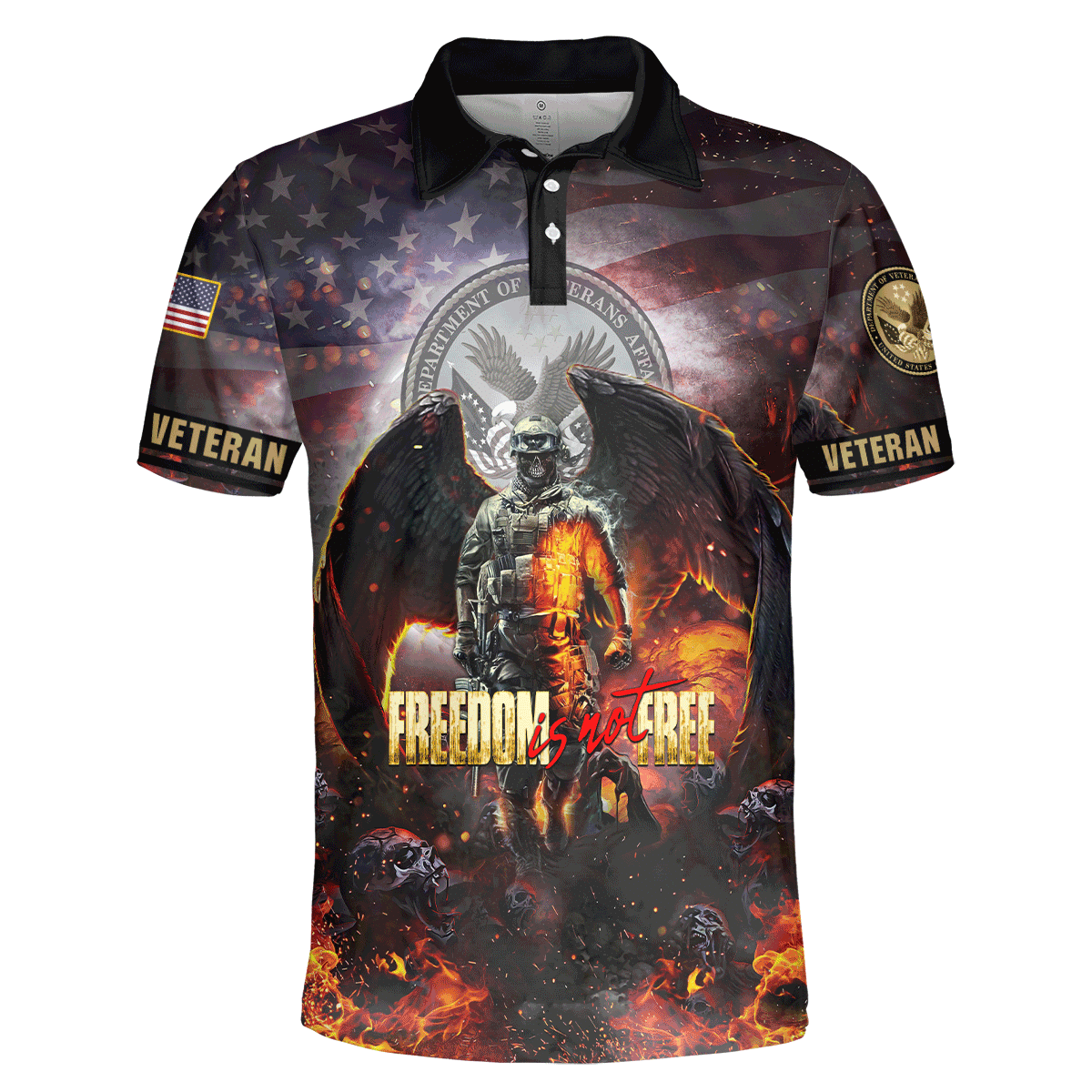 Freedom Is Not Free - Unisex Polo Shirt - Short , Gifts for veterans