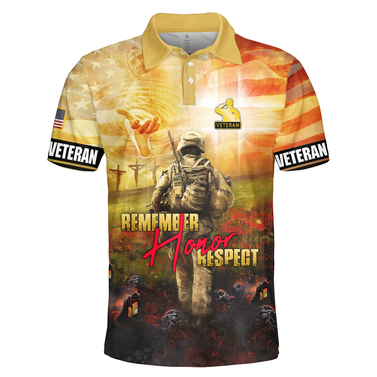 Remember - Honor - Respect - Unisex Polo Shirt - Short , Gifts for veterans, easychoo.com