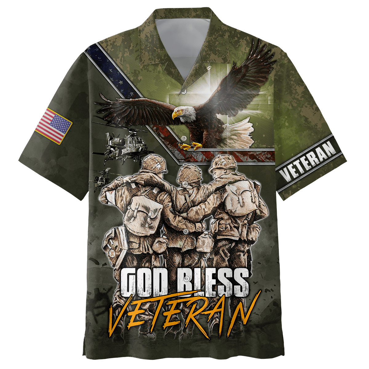 US Veteran - God Bless Veteran Eagle Solider Unisex Shirts MON12082201-VET , Gifts for veterans