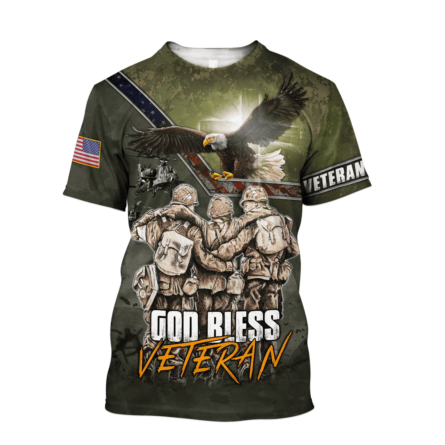US Veteran - God Bless Veteran Eagle Solider Unisex Shirts MON12082201-VET , Gifts for veterans