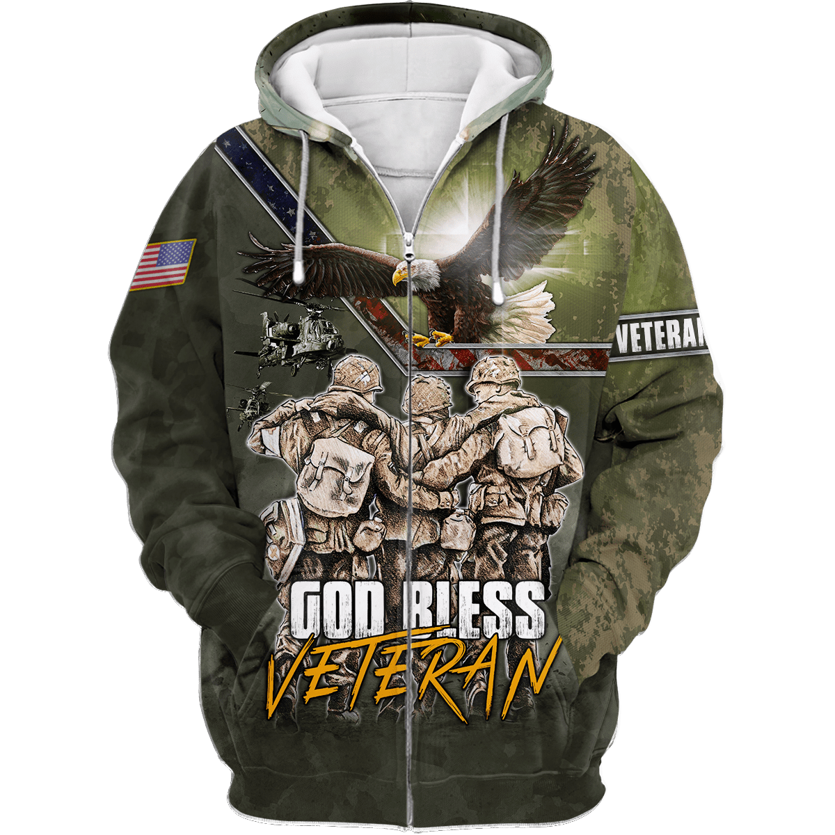 US Veteran - God Bless Veteran Eagle Solider Unisex Shirts MON12082201-VET , Gifts for veterans