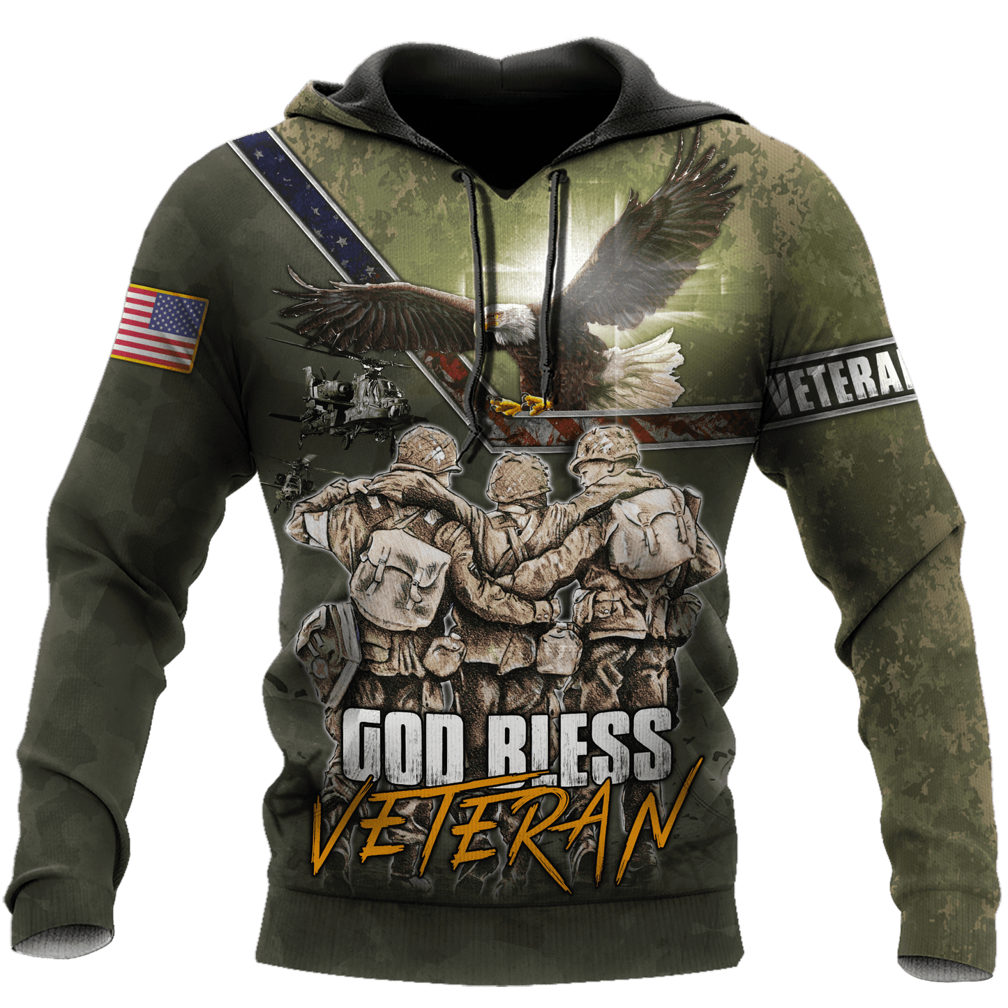 US Veteran - God Bless Veteran Eagle Solider Unisex Shirts MON12082201-VET , Gifts for veterans
