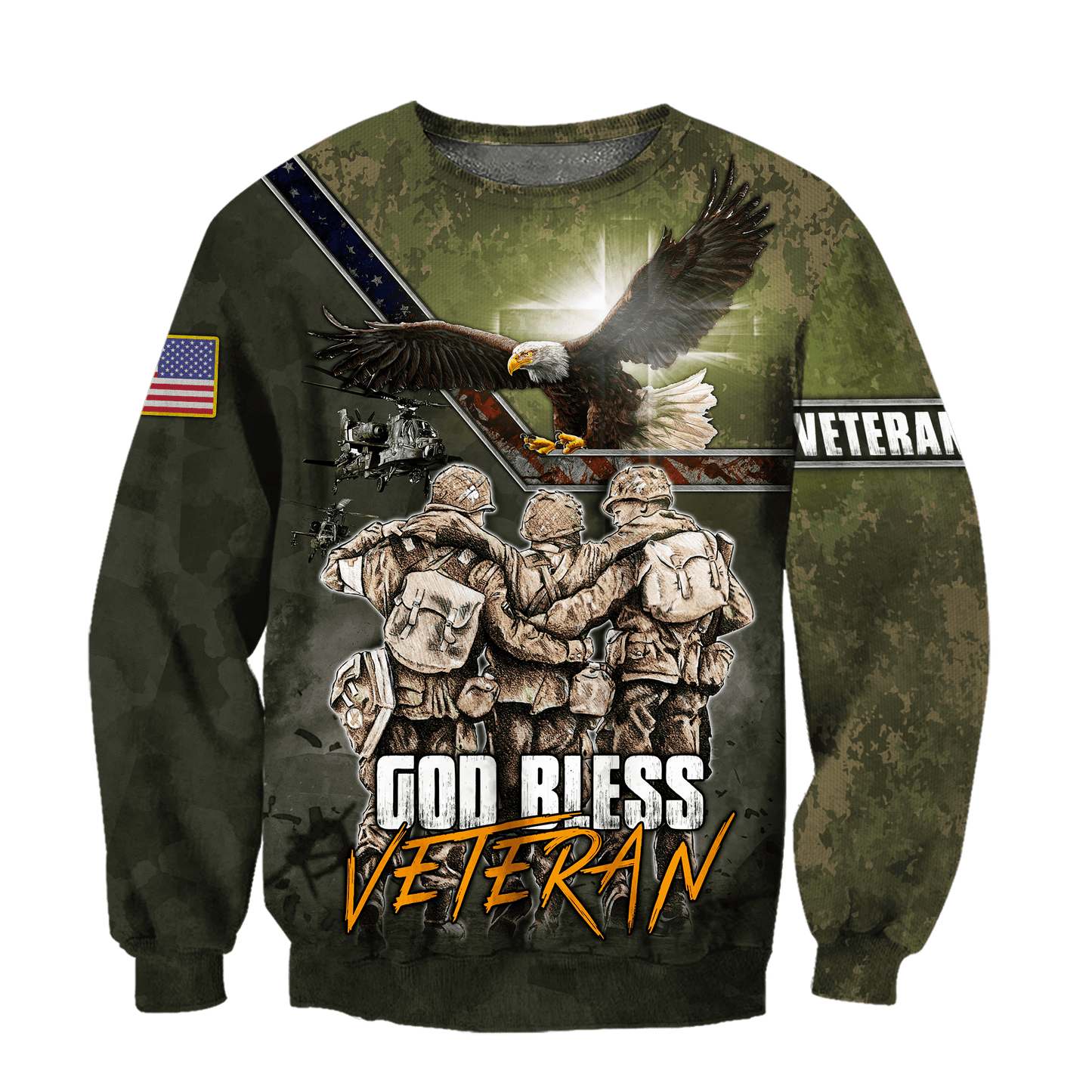 US Veteran - God Bless Veteran Eagle Solider Unisex Shirts MON12082201-VET , Gifts for veterans