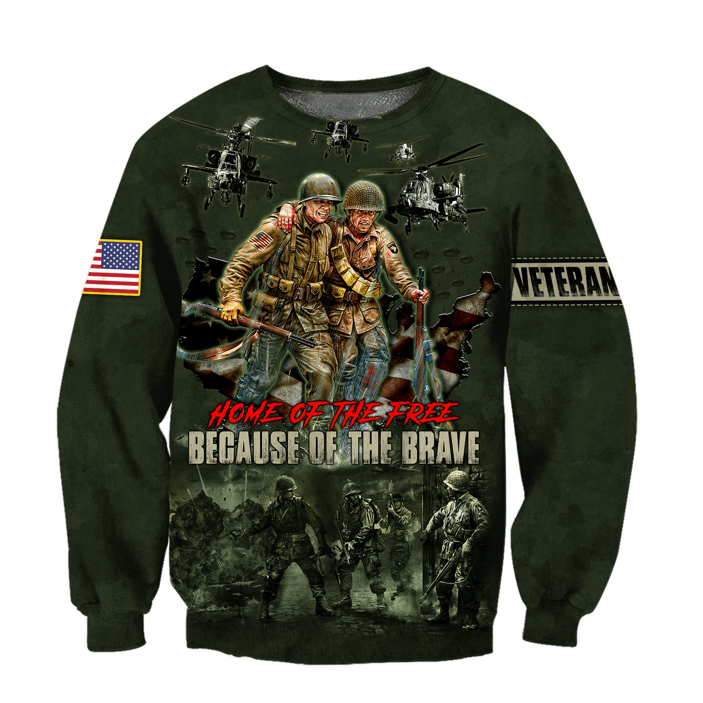 US Veteran - Home Of The Free Because Of The Brave Unisex Shirts MON10082201-VET , Gifts for veterans