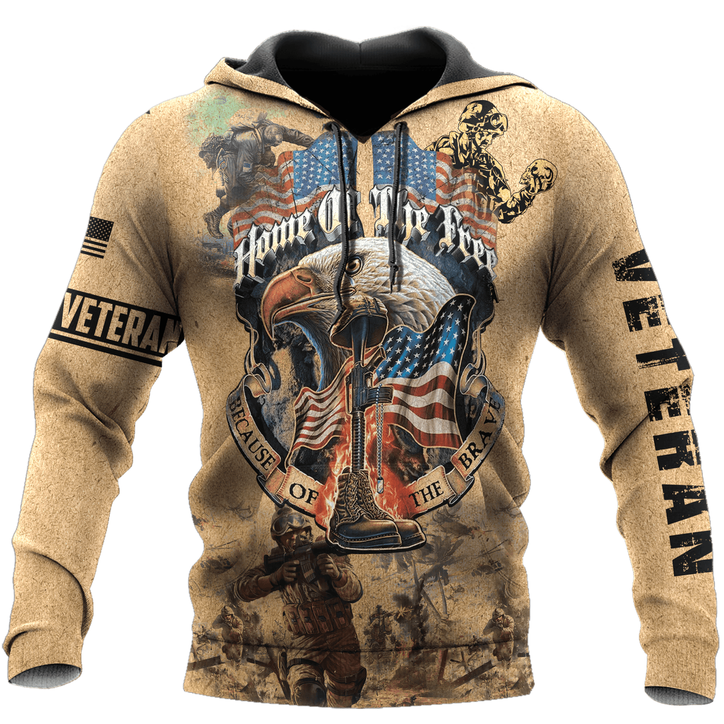 Home Of The Free - Because Of The Brave - Us Veteran - Unisex Zip Hoodie , Gifts for veterans, easychoo.com