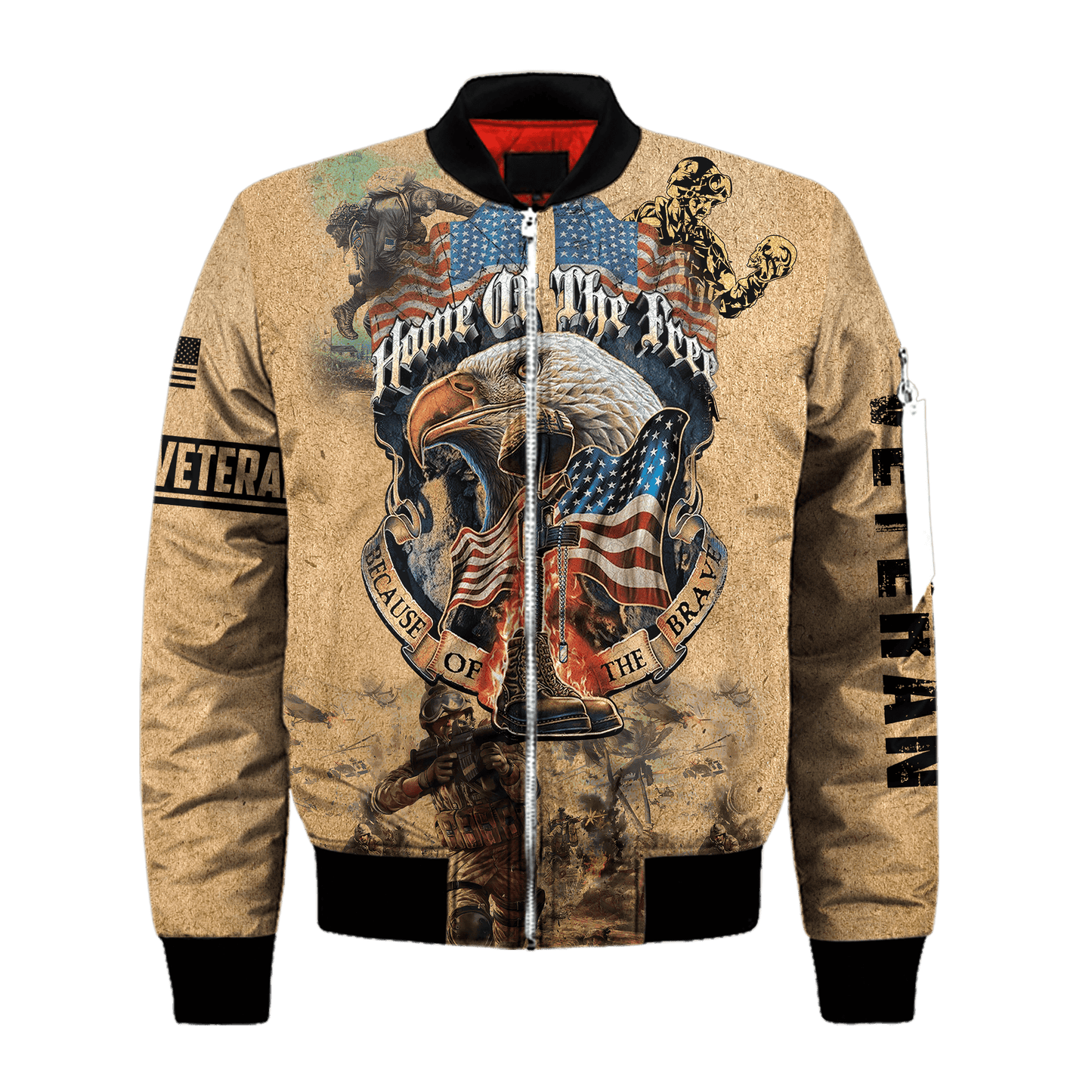 Home Of The Free - Because Of The Brave - Us Veteran - Unisex Zip Hoodie , Gifts for veterans, easychoo.com