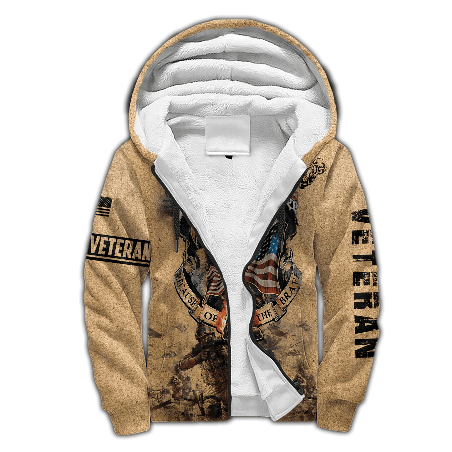 Home Of The Free - Because Of The Brave - Us Veteran - Unisex Zip Hoodie , Gifts for veterans, easychoo.com