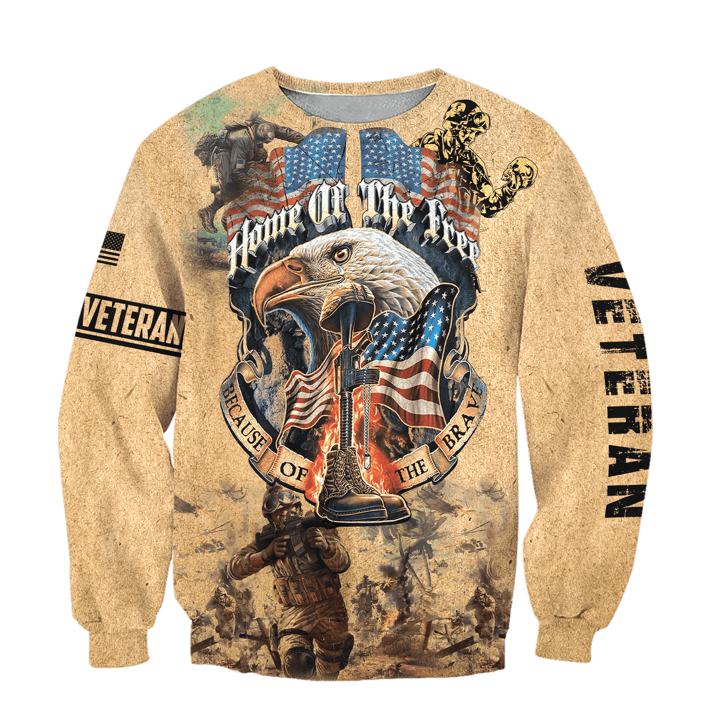 Home Of The Free - Because Of The Brave - Us Veteran - Unisex Zip Hoodie , Gifts for veterans, easychoo.com