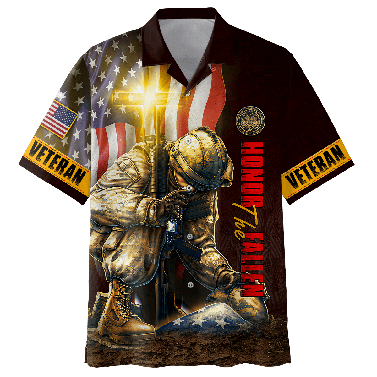 US Veteran - American Flag Honor The Fallen Unisex Shirts MON04102202-VET , Gifts for veterans