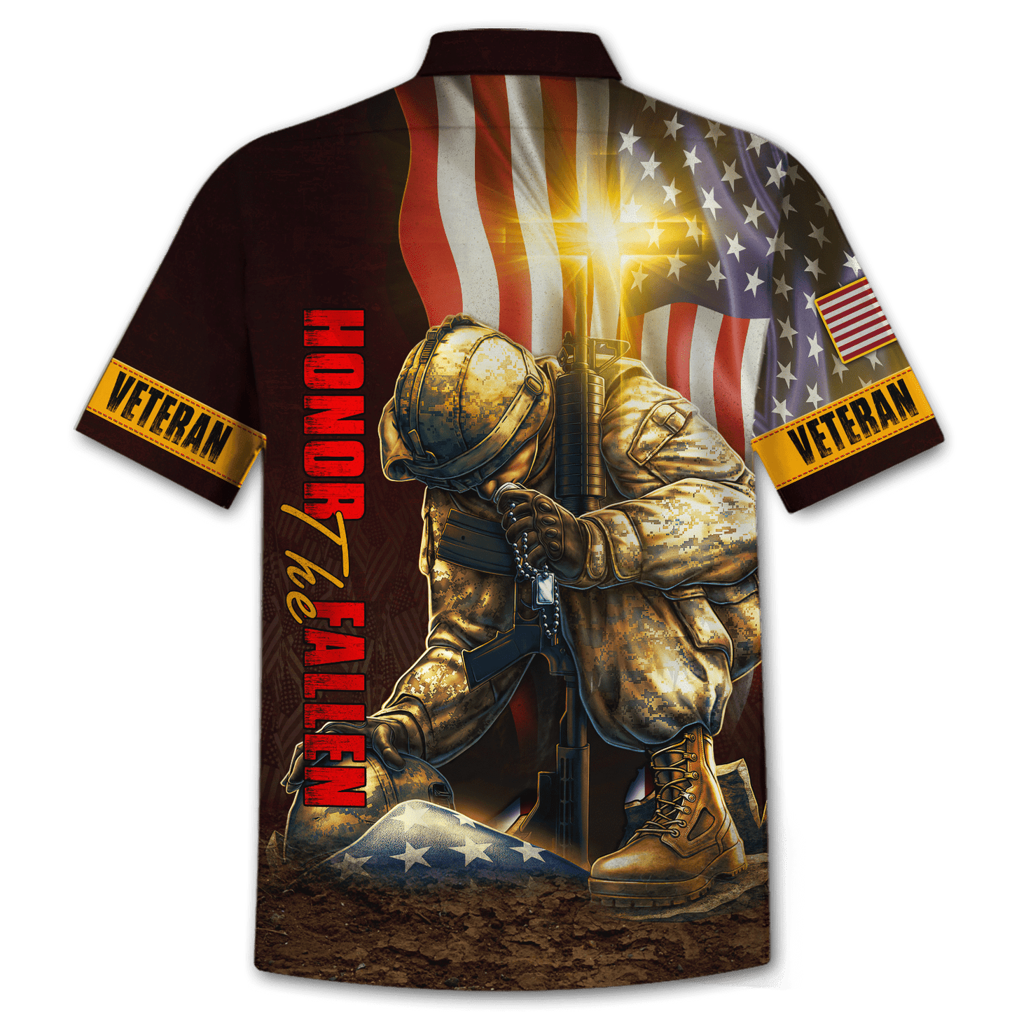 US Veteran - American Flag Honor The Fallen Unisex Shirts MON04102202-VET , Gifts for veterans