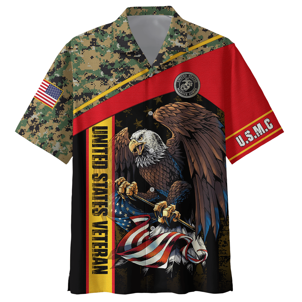 US Marine - American Bald Eagle Flag Unisex Shirts MON04112204-MC , Gifts for veterans, easychoo.com