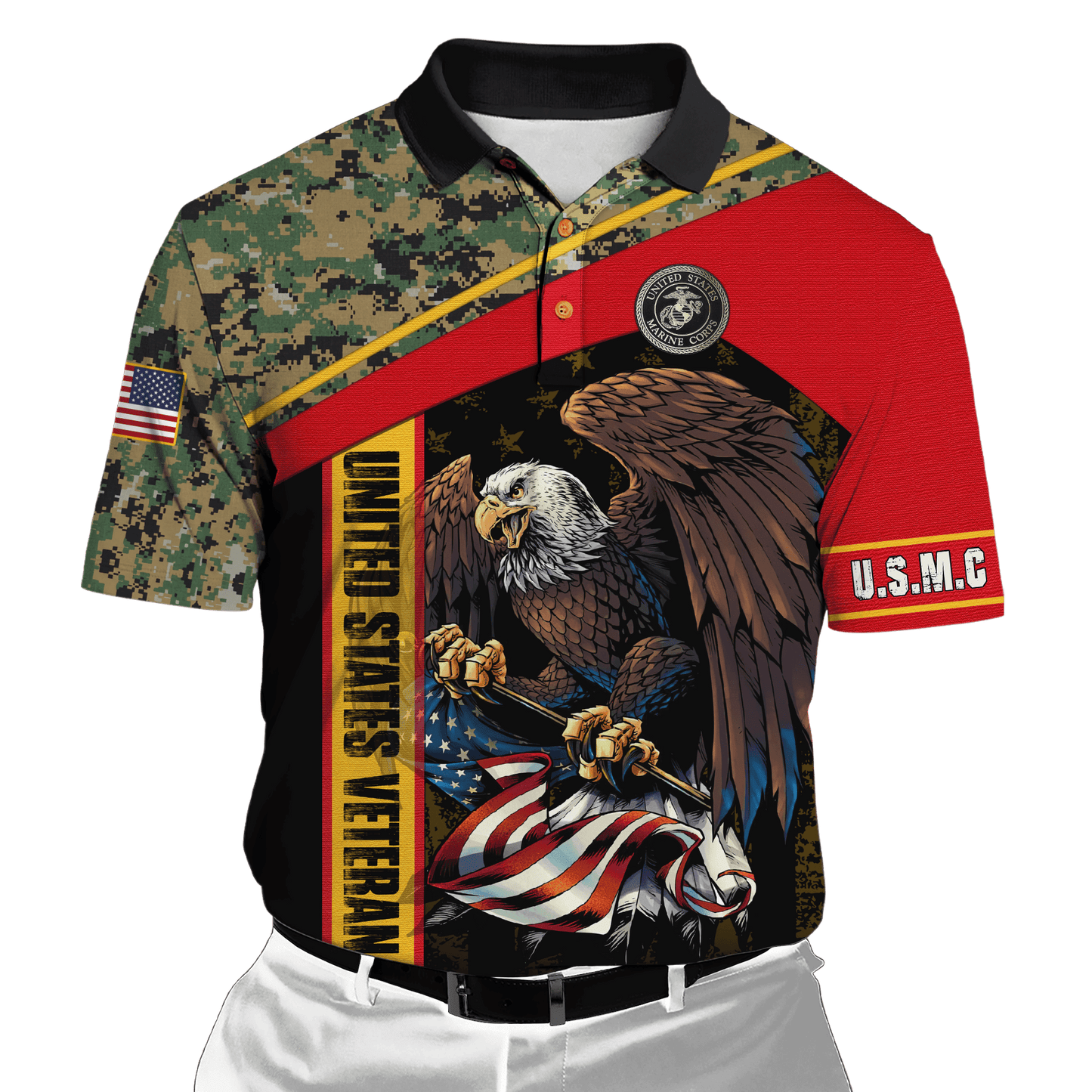 US Marine - American Bald Eagle Flag Unisex Shirts MON04112204-MC , Gifts for veterans, easychoo.com