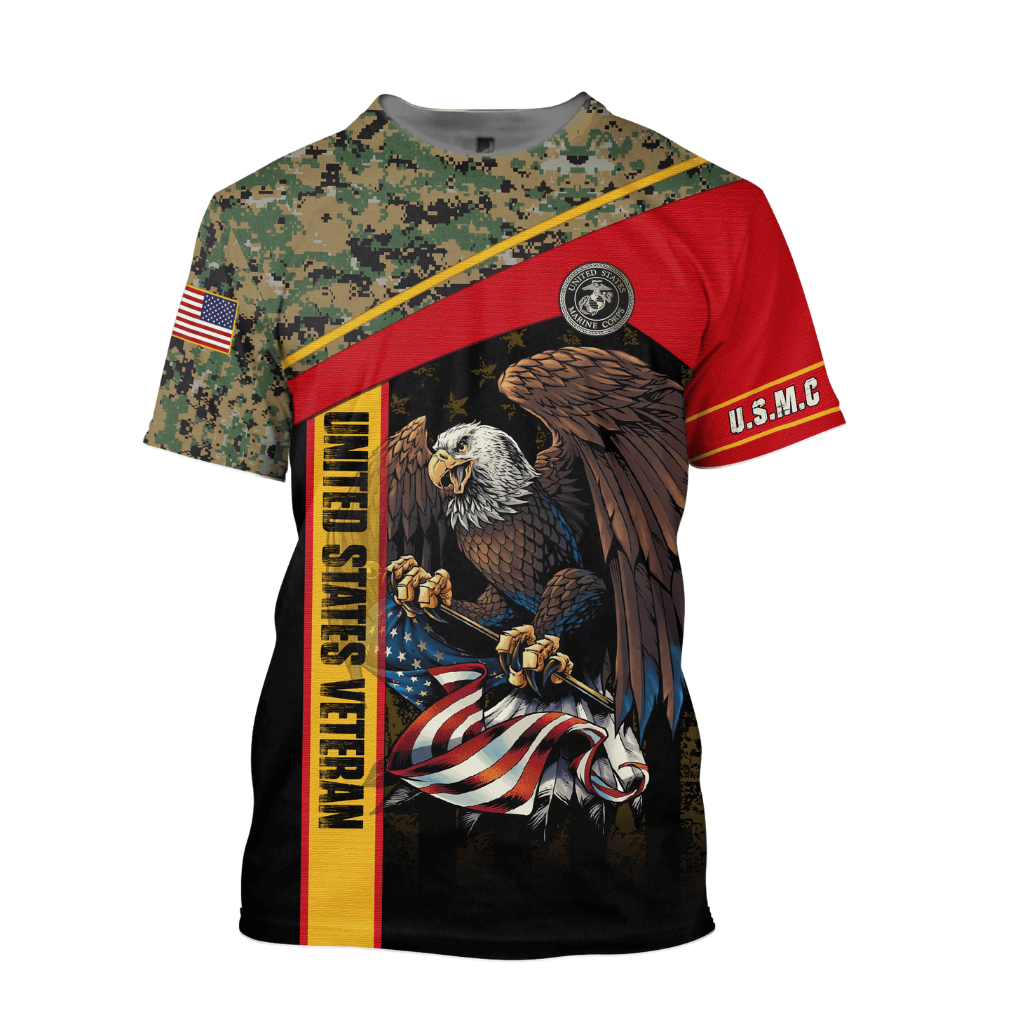 US Marine - American Bald Eagle Flag Unisex Shirts MON04112204-MC , Gifts for veterans, easychoo.com