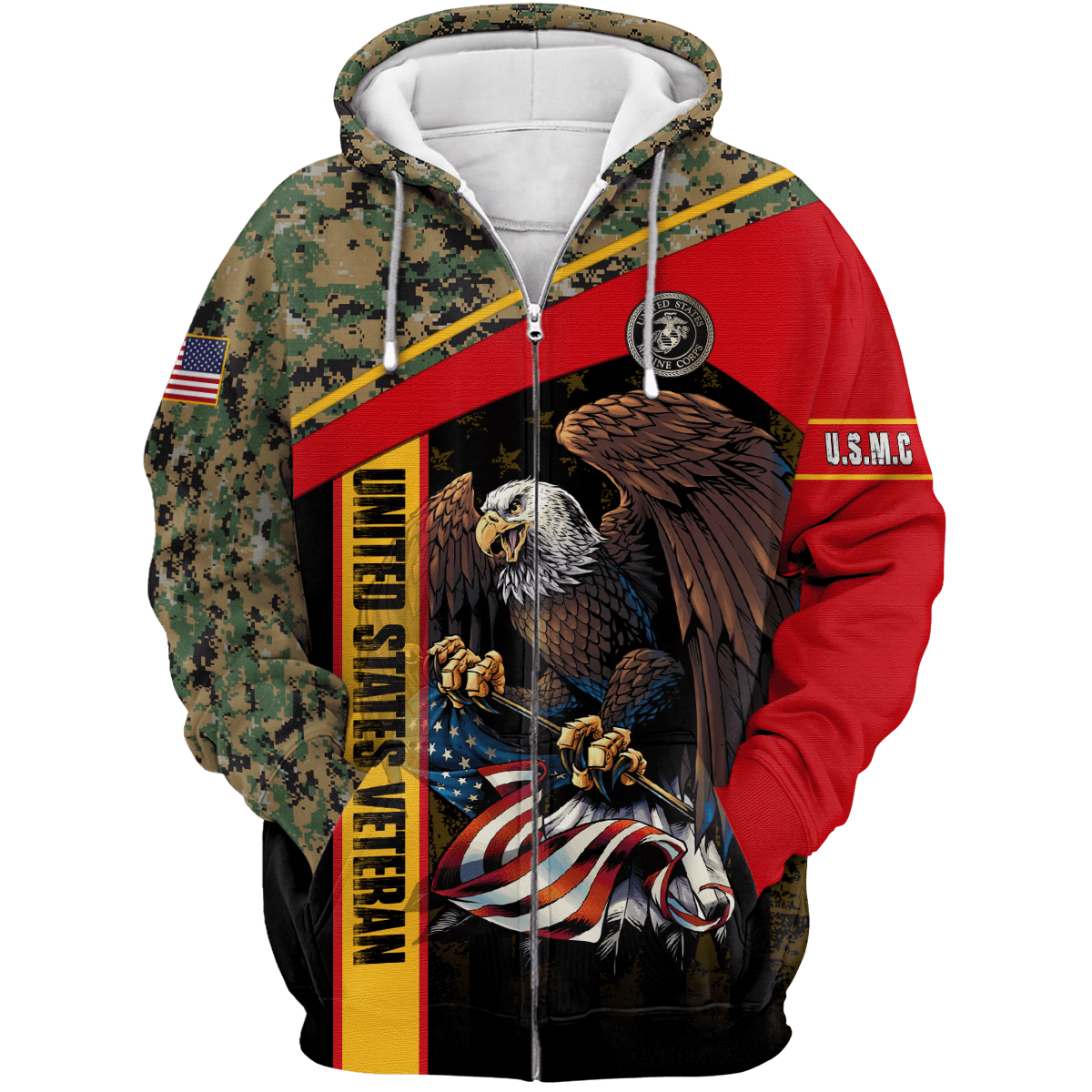 US Marine - American Bald Eagle Flag Unisex Shirts MON04112204-MC , Gifts for veterans, easychoo.com