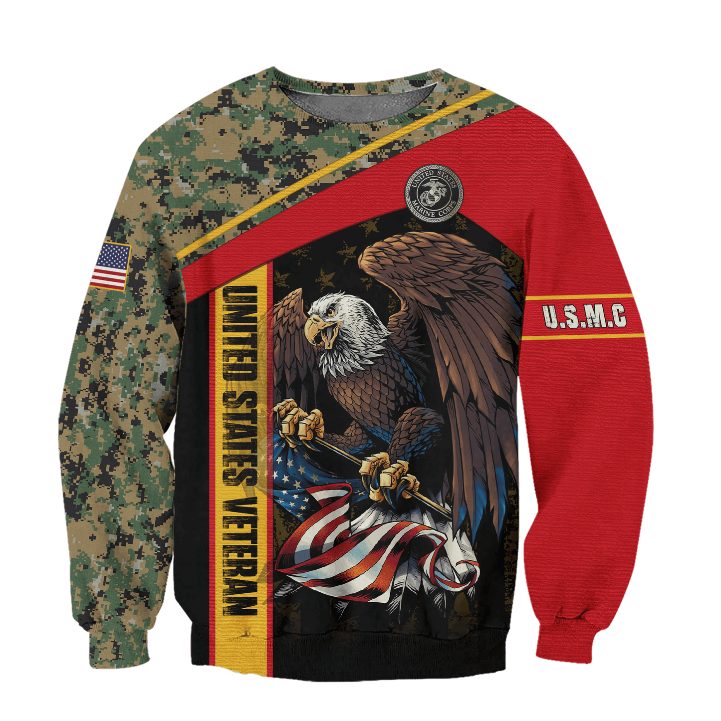 US Marine - American Bald Eagle Flag Unisex Shirts MON04112204-MC , Gifts for veterans, easychoo.com