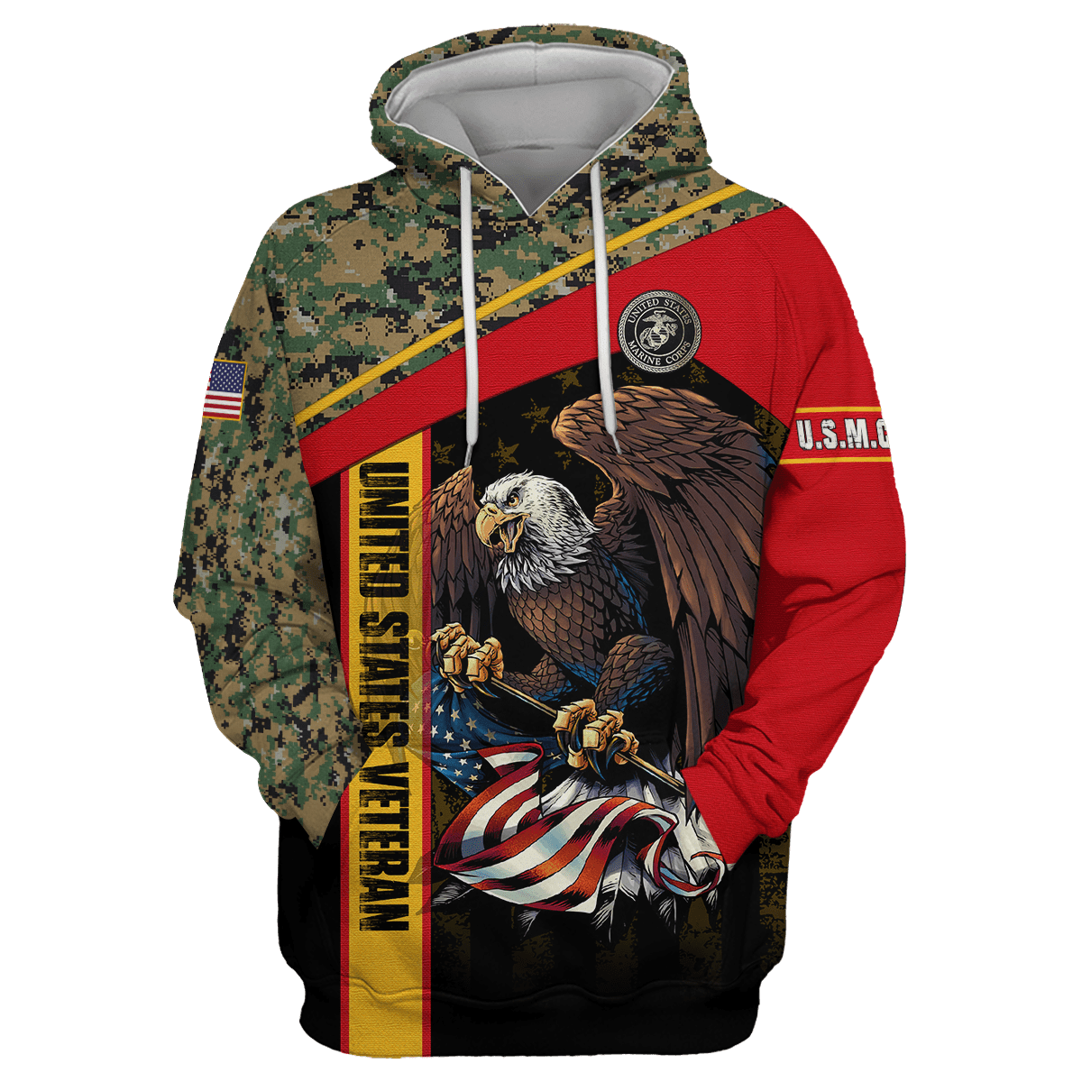 US Marine - American Bald Eagle Flag Unisex Shirts MON04112204-MC , Gifts for veterans, easychoo.com