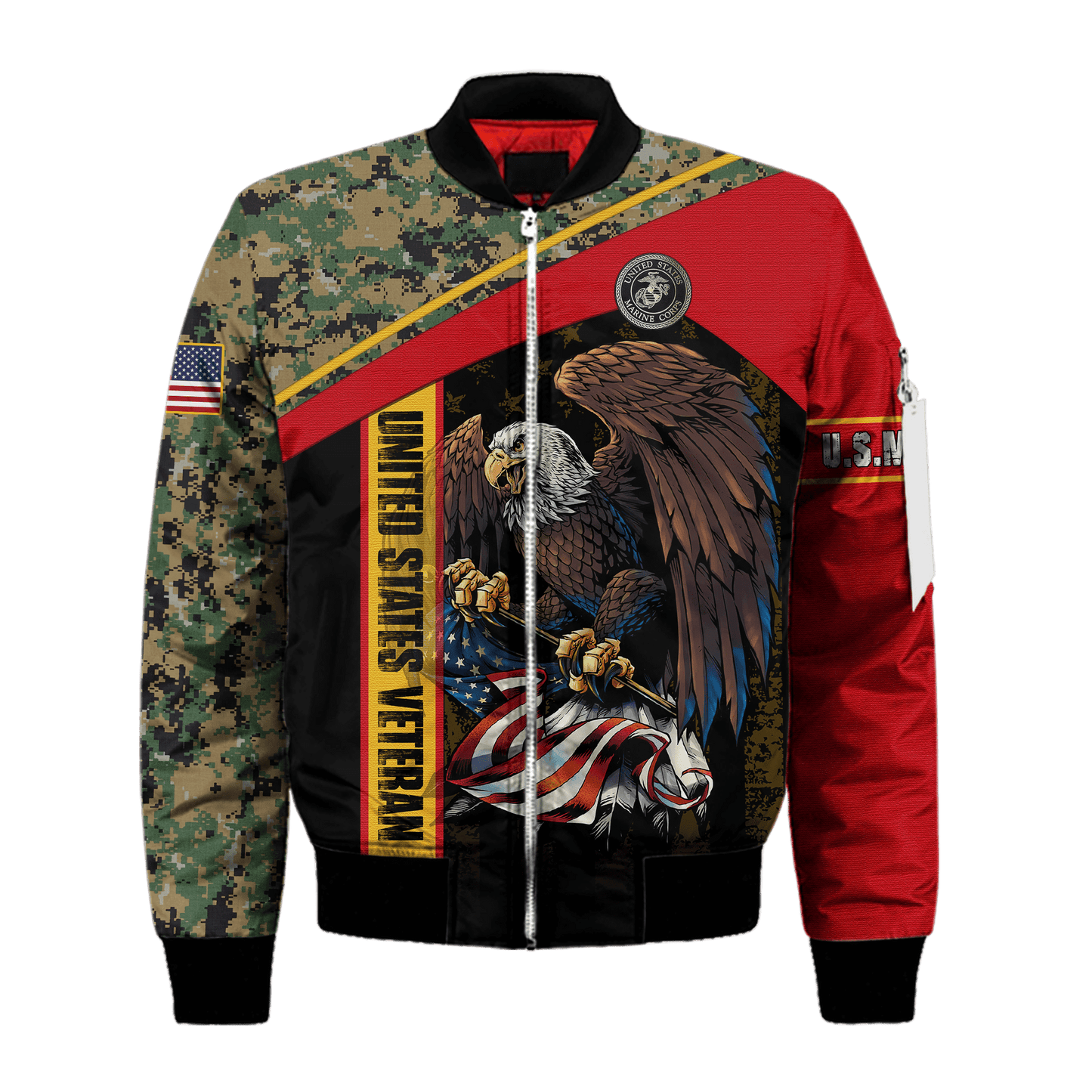US Marine - American Bald Eagle Flag Unisex Shirts MON04112204-MC , Gifts for veterans, easychoo.com
