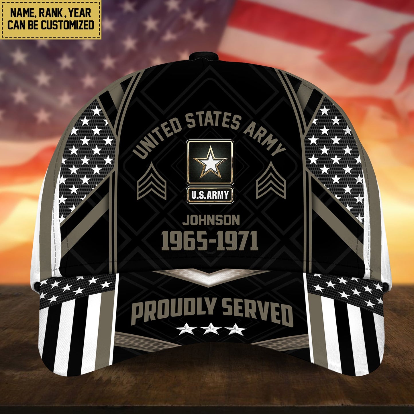 Premium Custom Name, Rank And Years of Service US Veterans Cap huda160802