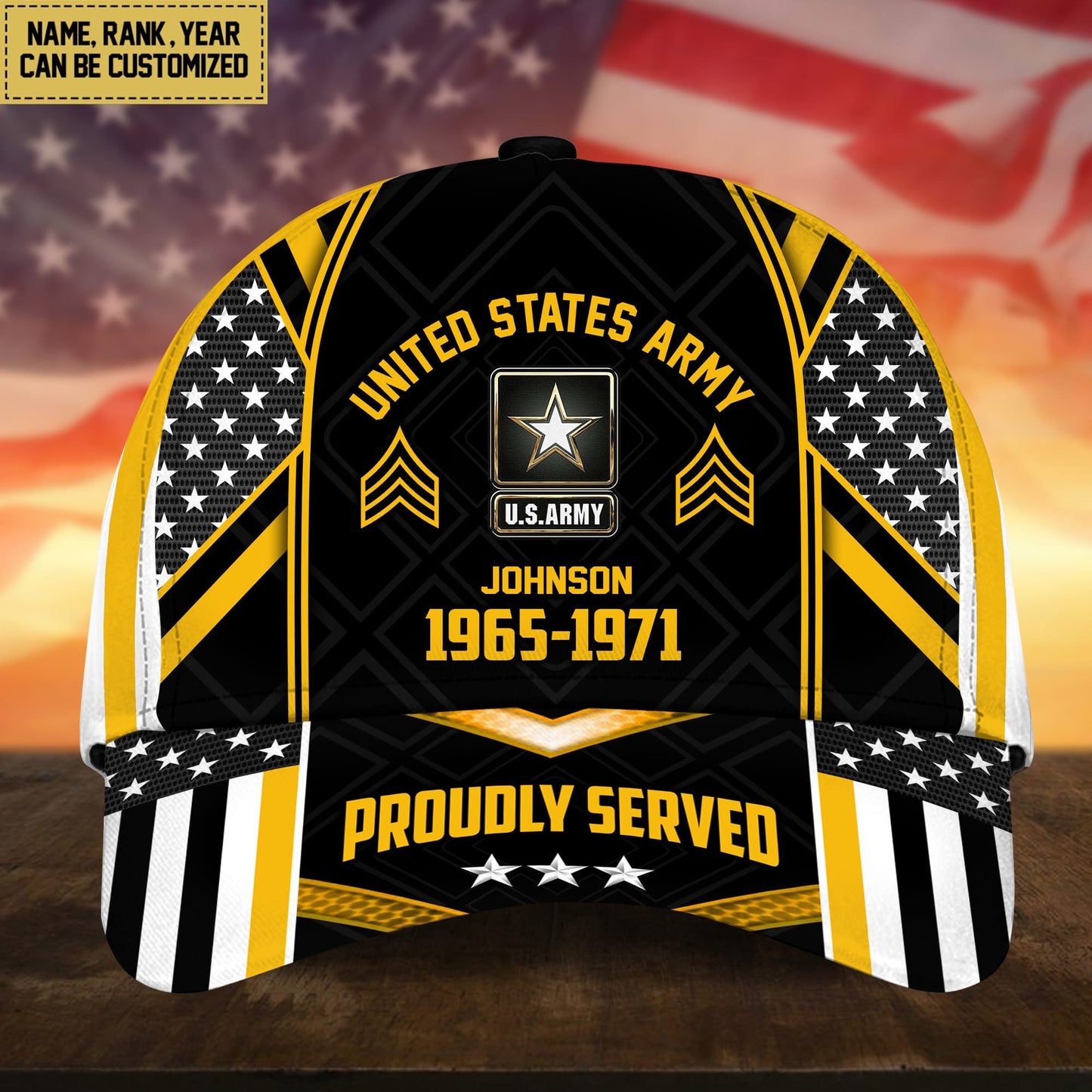 Premium Custom Name, Rank And Years of Service US Veterans Cap huda160802