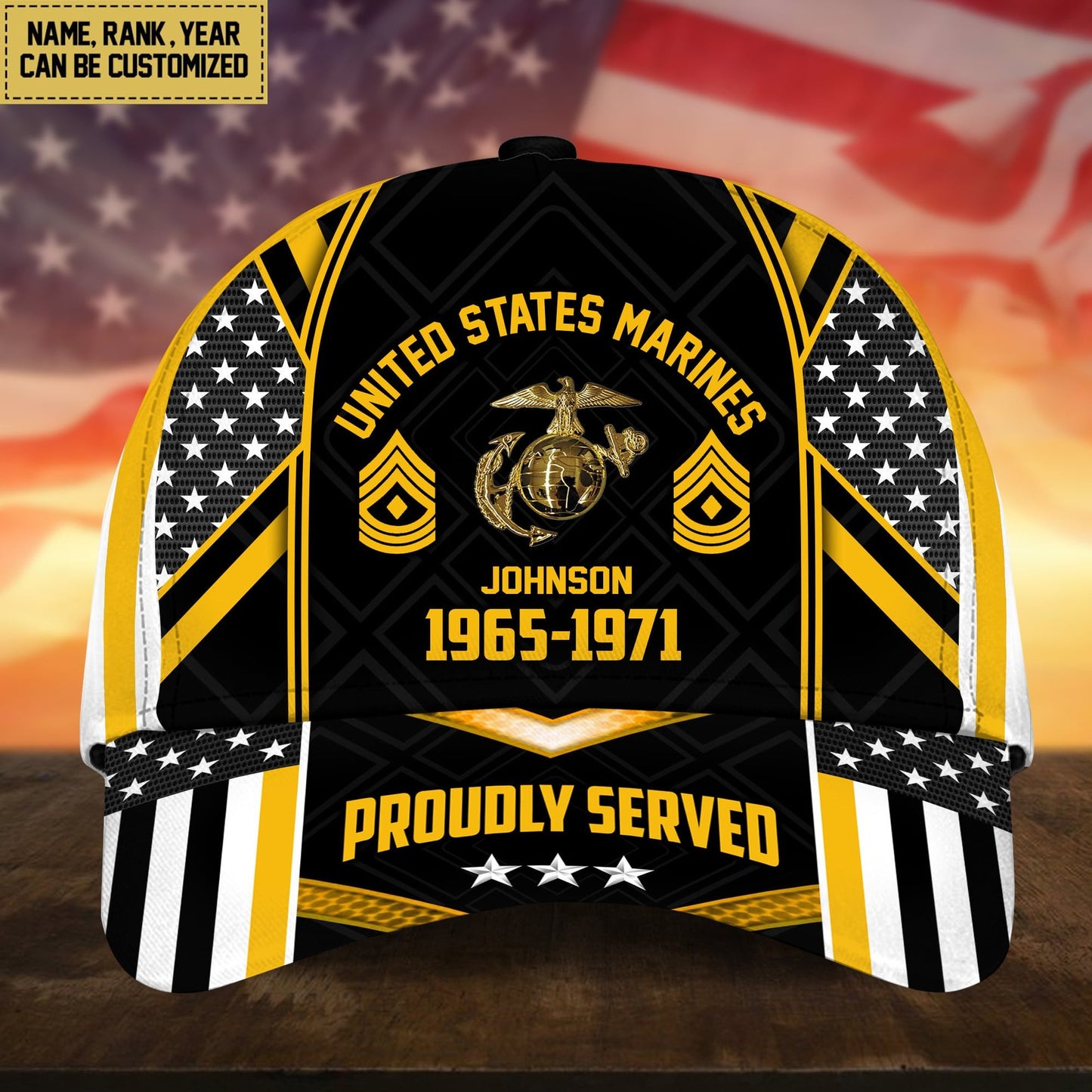 Premium Custom Name, Rank And Years of Service US Veterans Cap huda160802