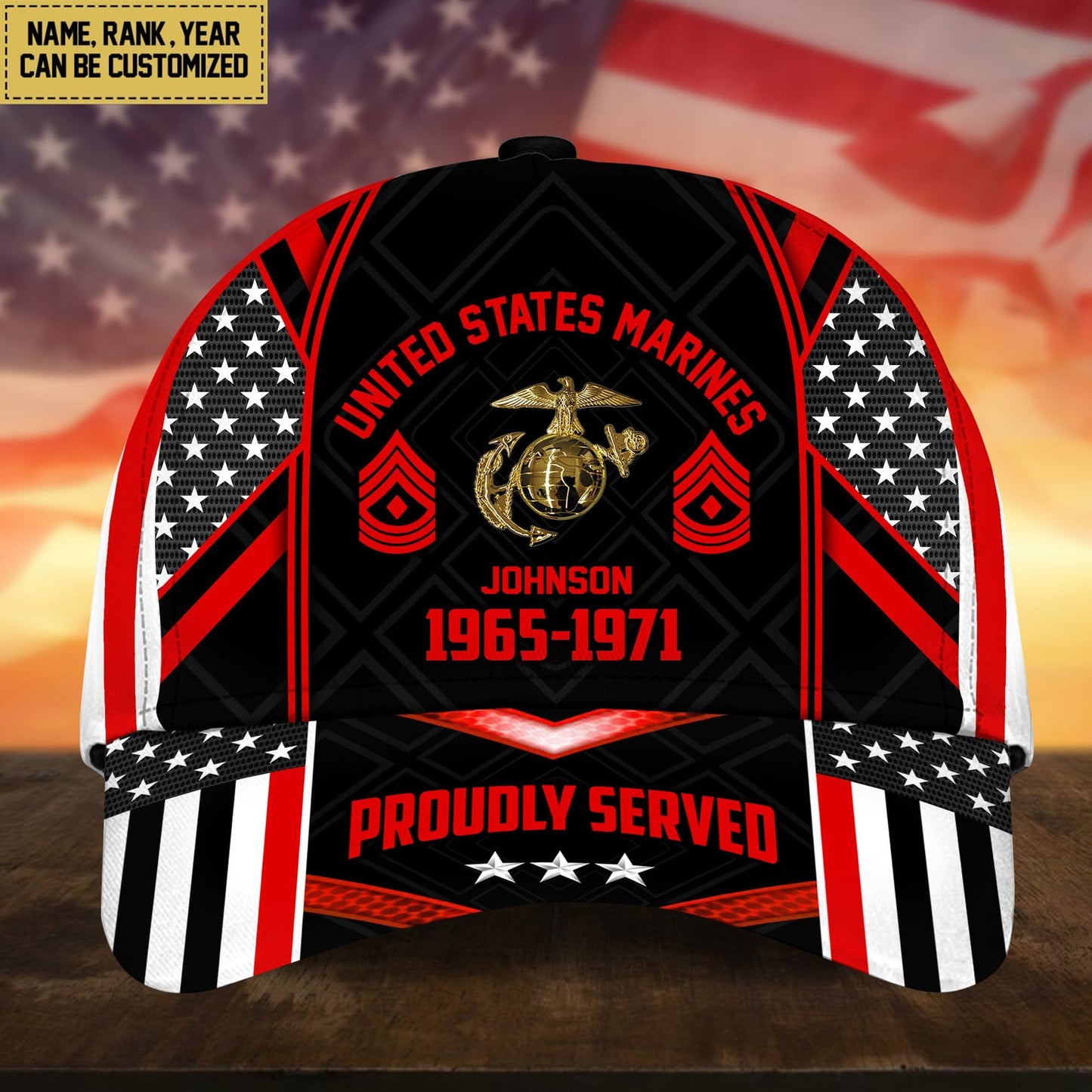 Premium Custom Name, Rank And Years of Service US Veterans Cap huda160802