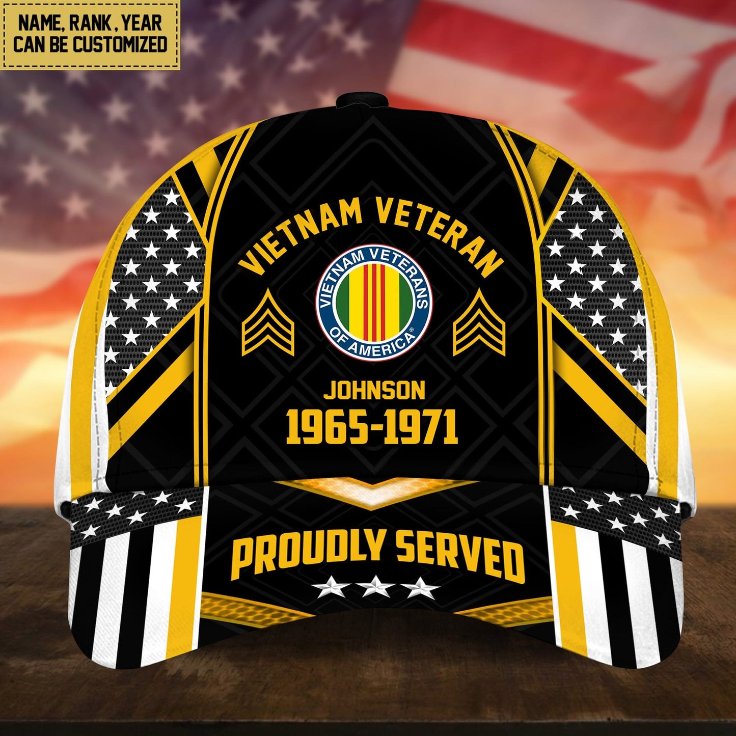 Premium Custom Name, Rank And Years of Service US Veterans Cap huda160802