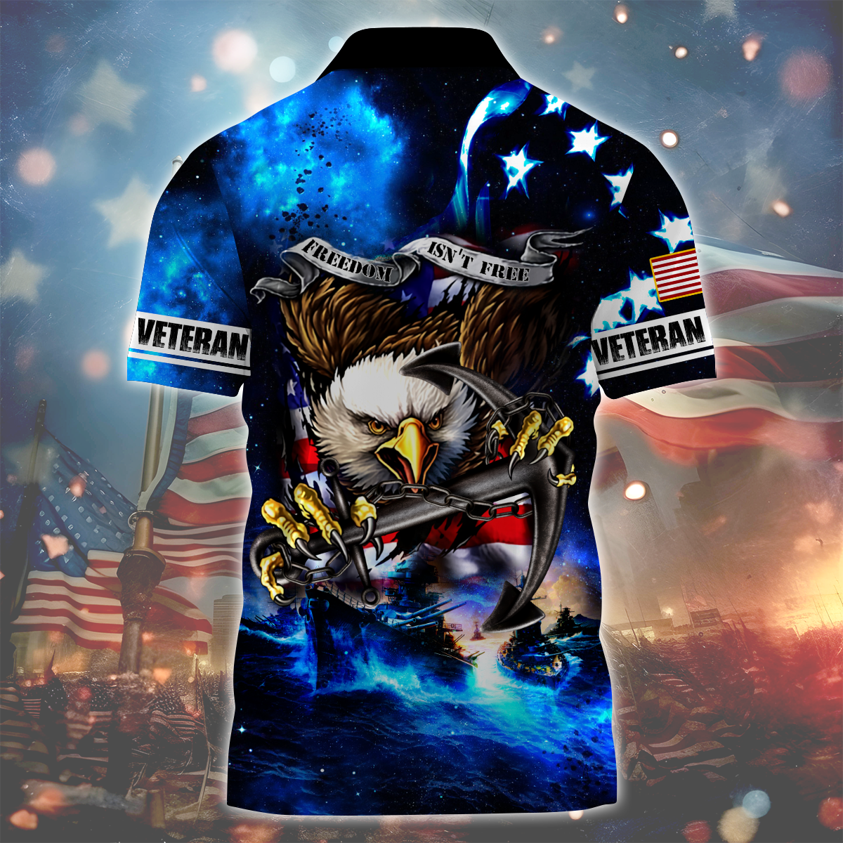 Independence Day, Freedom Isn't Free Eagle, US Navy Zipper Polo , Gifts for veterans, easychoo.com