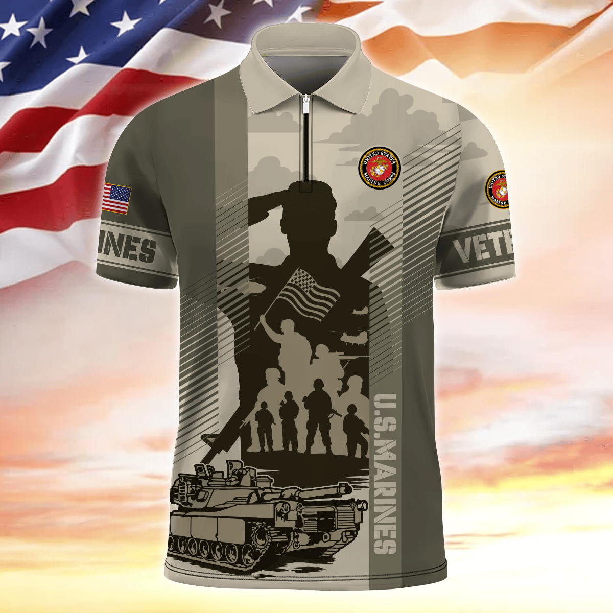 Apparel Veterans - Zipper Polo Shirt , Gifts for veterans