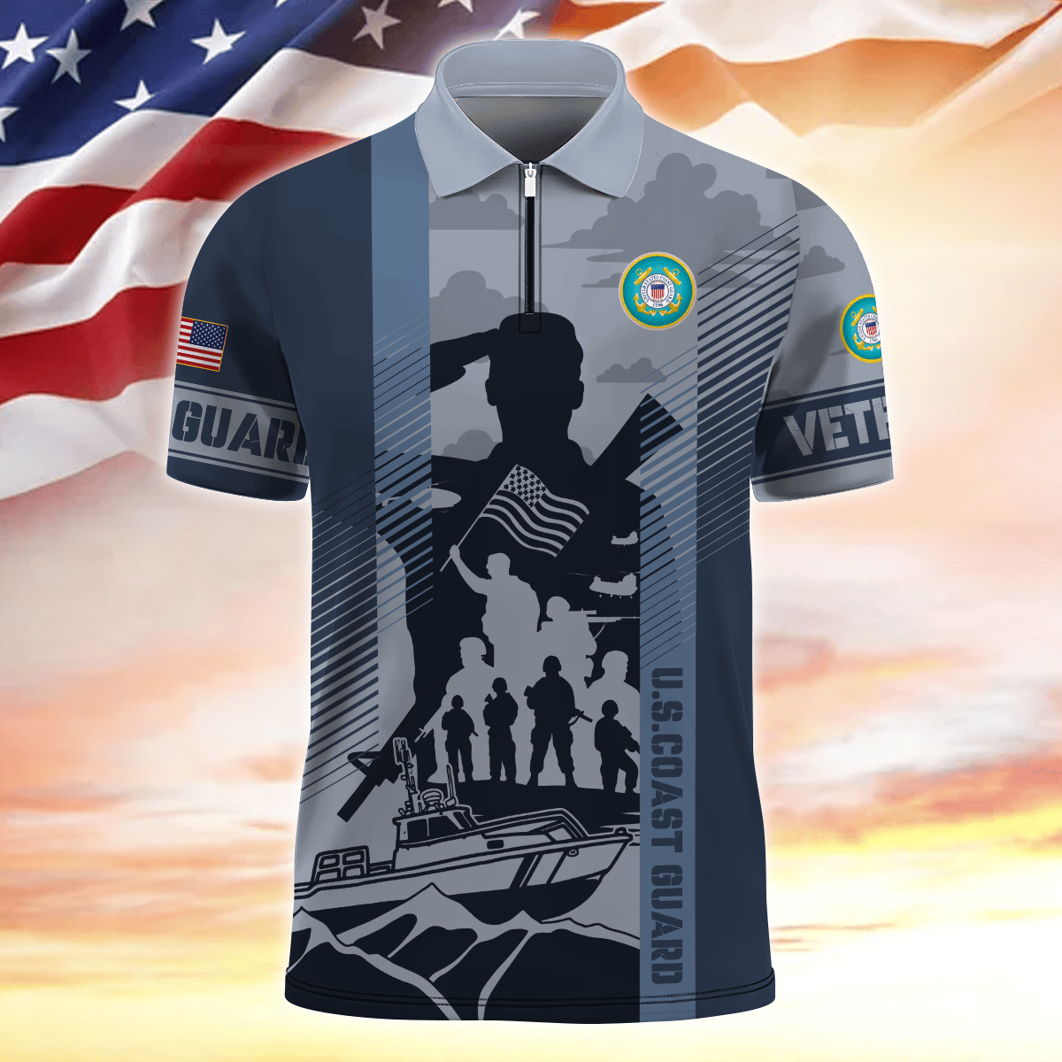 Apparel Veterans - Zipper Polo Shirt , Gifts for veterans