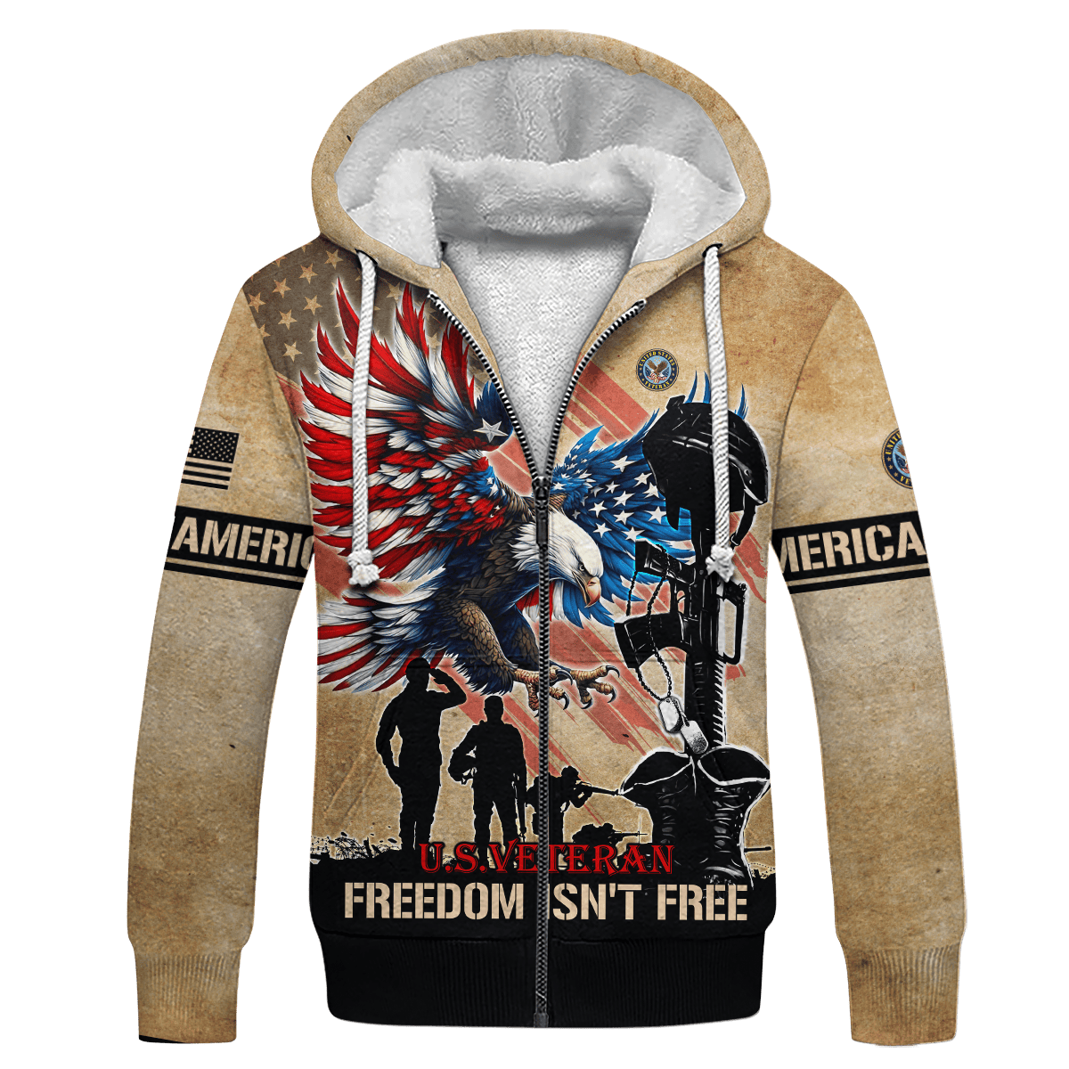 U.S.VETERAN - FREEDOM ISN'T FREE - ALL OVER PRINTS , Gifts for veterans