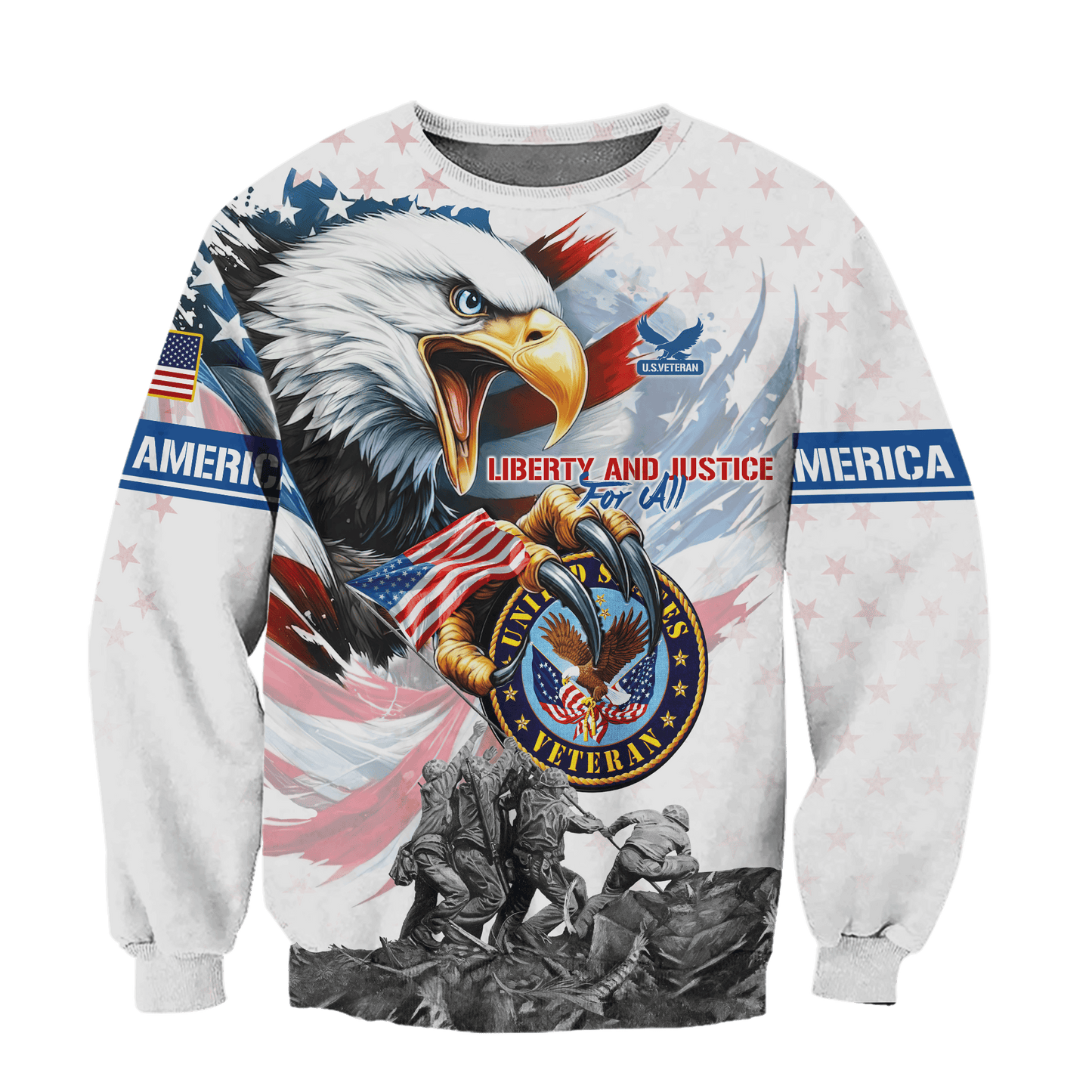 LIBERTY AND JUSTICE FOR ALL - ALL OVER PRINTS SHIRT , Gifts for veterans