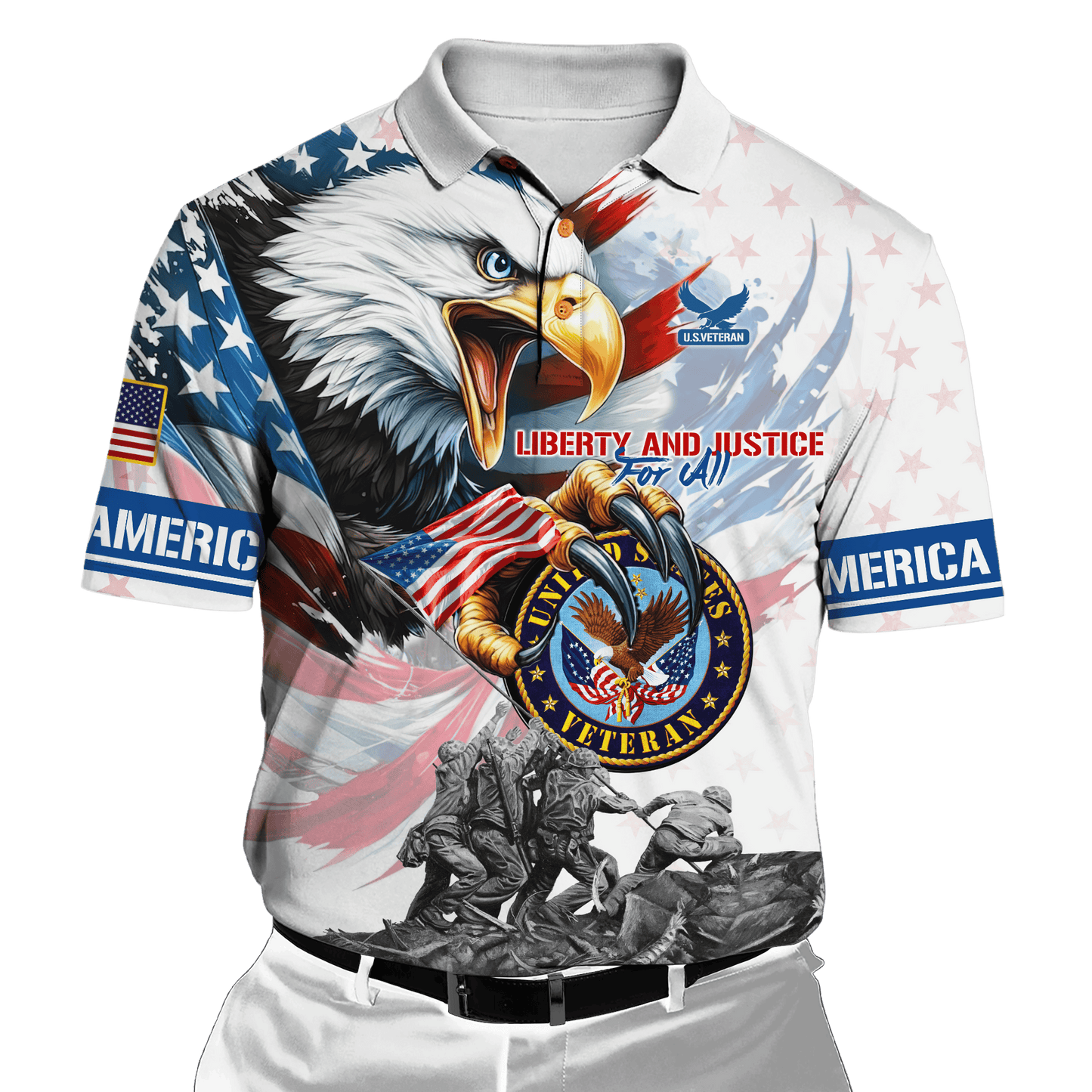 LIBERTY AND JUSTICE FOR ALL - ALL OVER PRINTS SHIRT , Gifts for veterans
