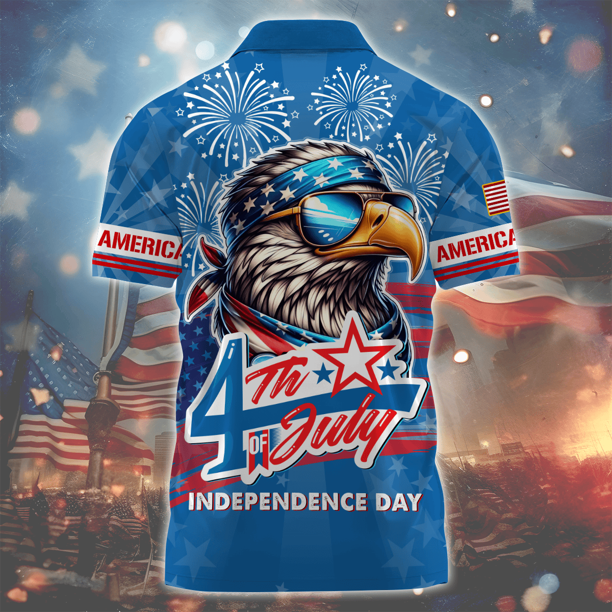 Independence Day 4th Of July Eagle - Zipper Polo , Gifts for veterans, easychoo.com