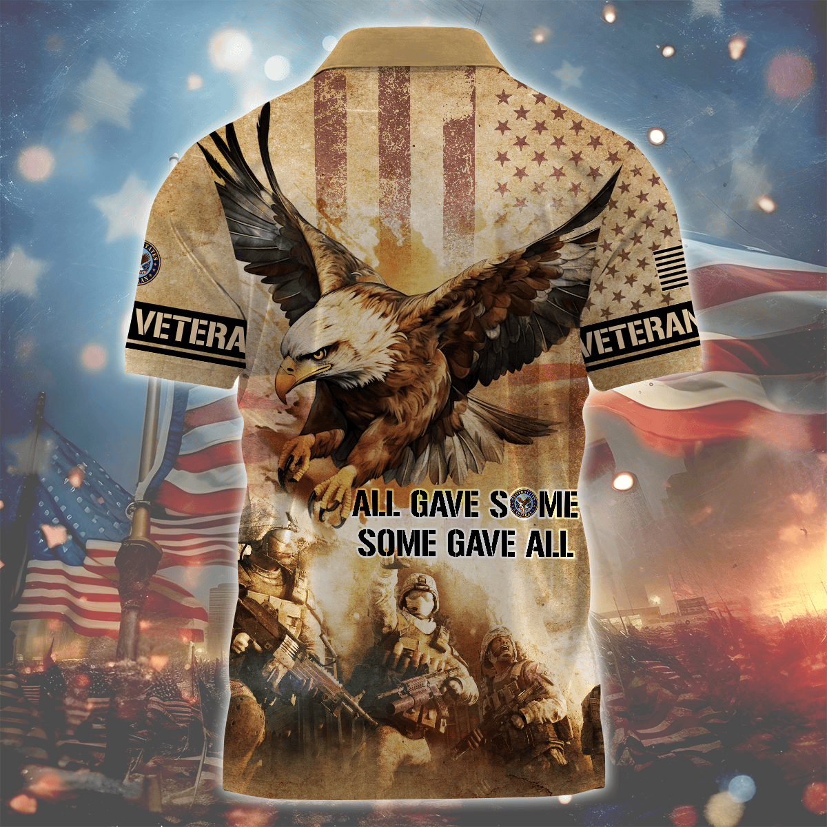 Veterans Shirt Vintage - All Gave Some, Some Gave All - Zipper Polo , Gifts for veterans, easychoo.com