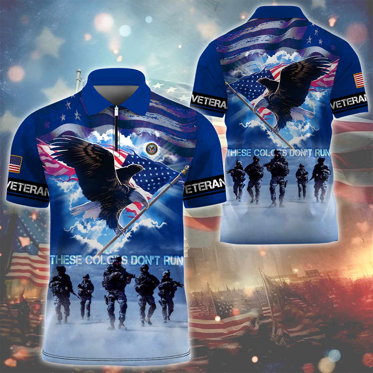 Veterans Shirt - These Colors Don't Run - Zipper Polo , Gifts for veterans, easychoo.com