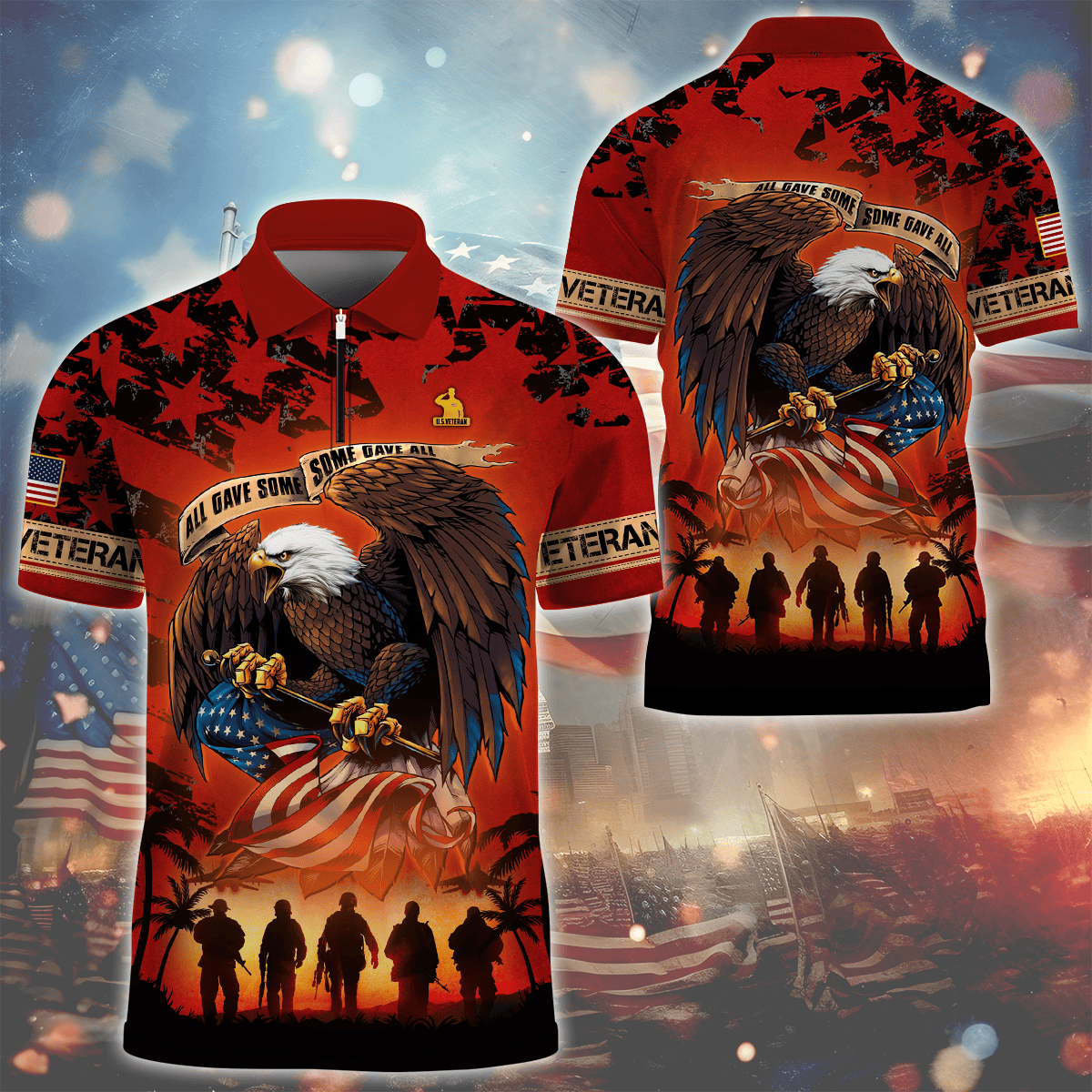 Veterans Shirt - All Gave Some, Some Gave All - Zipper Polo , Gifts for veterans, easychoo.com
