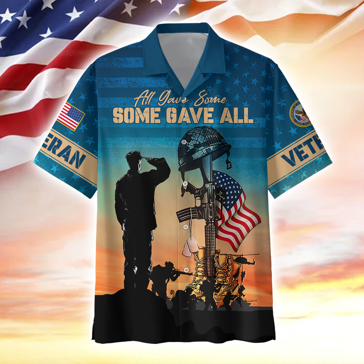 Apparel, All Gave Some Some Gave All, Gifts For Independence Day, Hawaiian Shirt , Gifts for veterans, easychoo.com