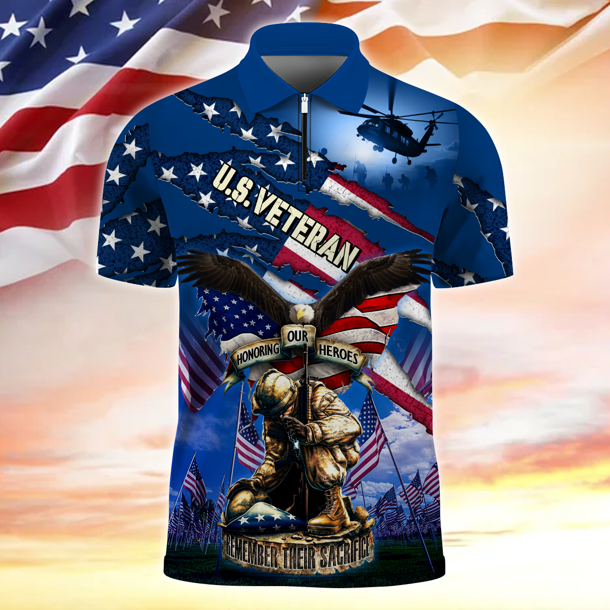 Premium American Pride US Veterans, Gifts For Independence Day, Zipper Polo , Gifts for veterans, easychoo.com