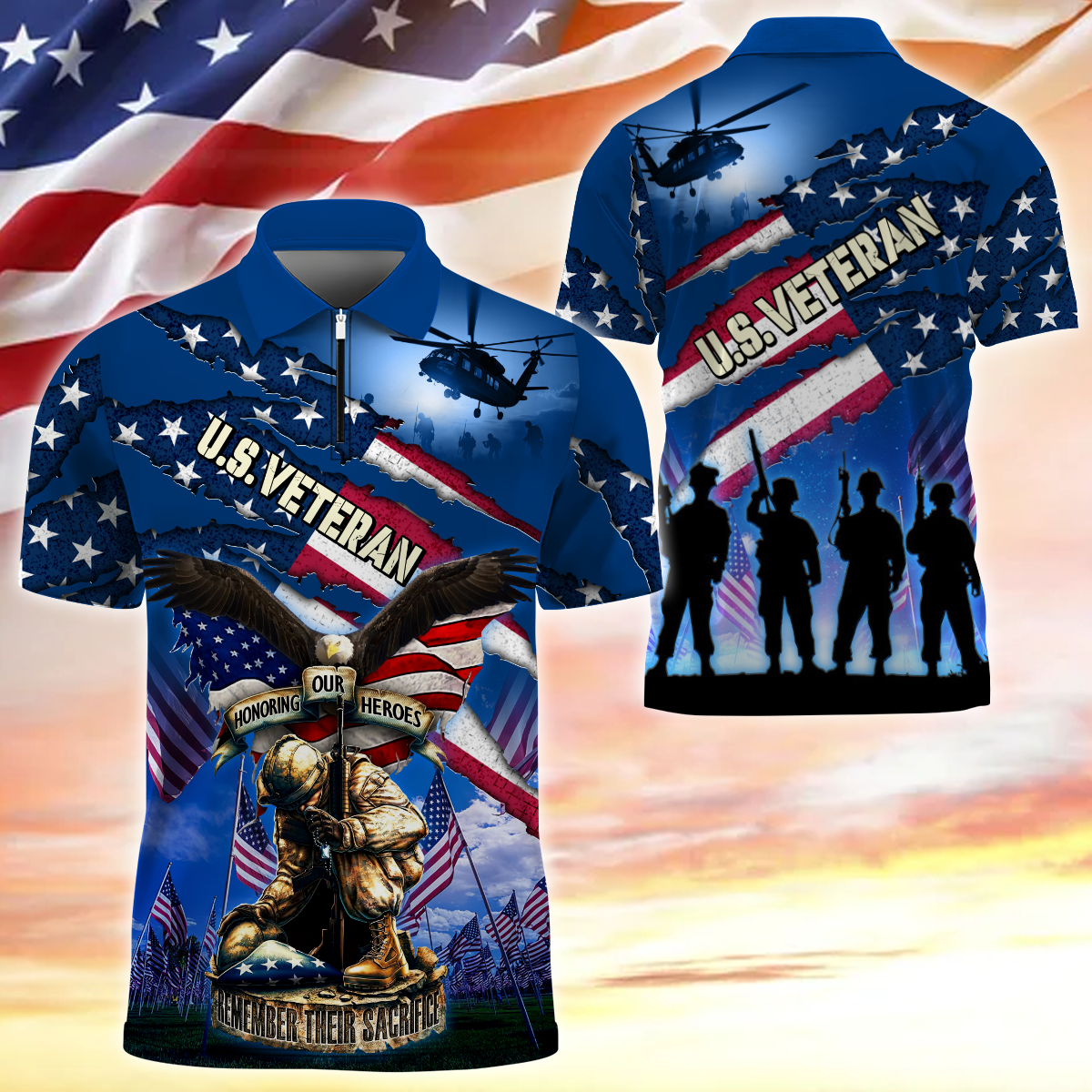 Premium American Pride US Veterans, Gifts For Independence Day, Zipper Polo , Gifts for veterans, easychoo.com