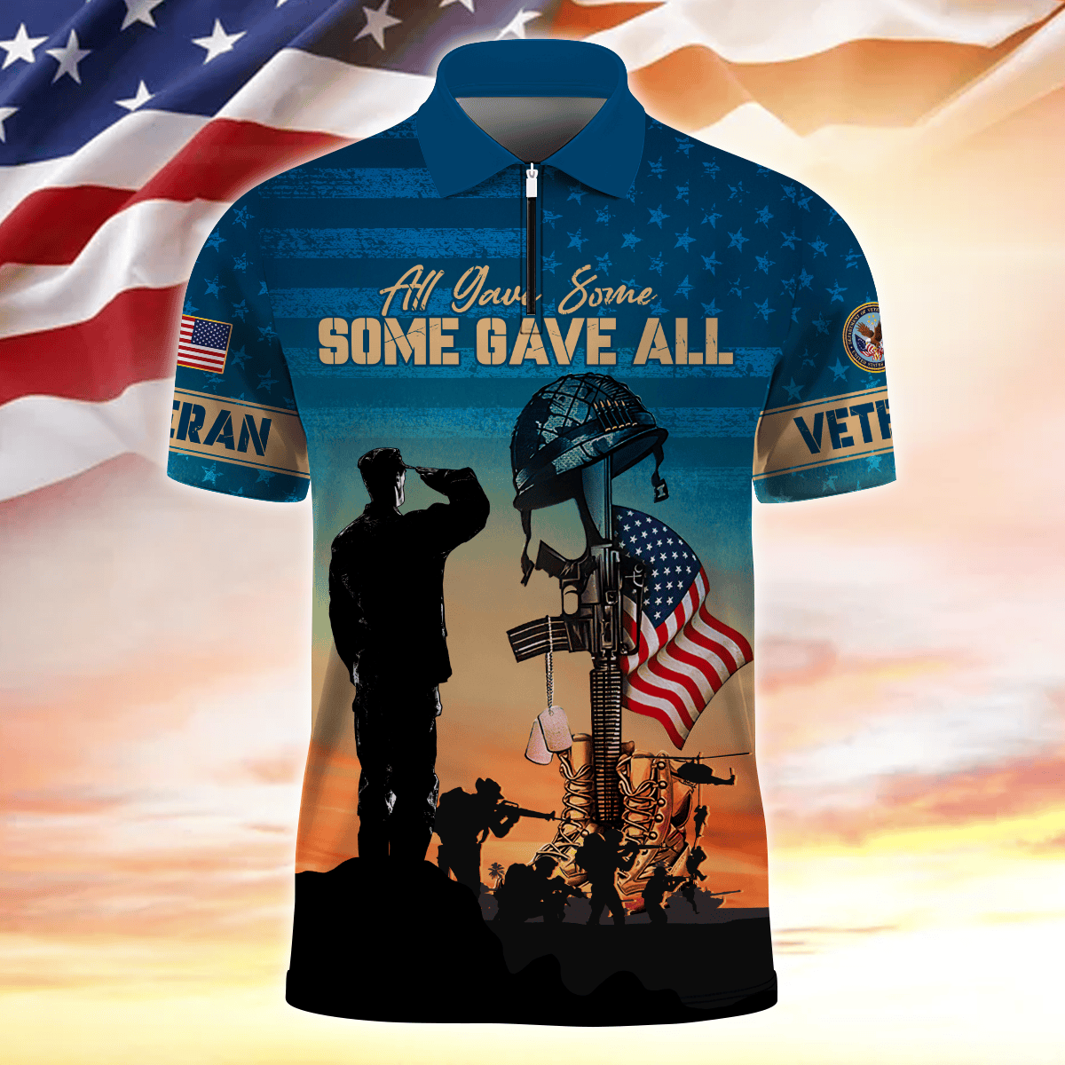 Apparel, All Gave Some Some Gave All, Gifts For Independence Day, Zipper Polo , Gifts for veterans, easychoo.com