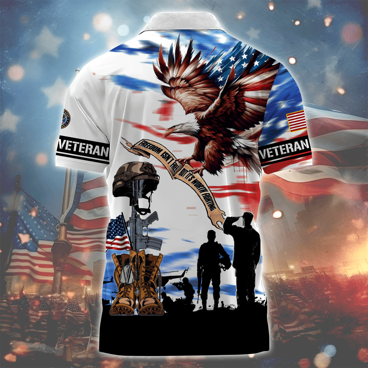 U.S Veteran - Freedom Isn't Free - Zipper Polo , Gifts for veterans, easychoo.com