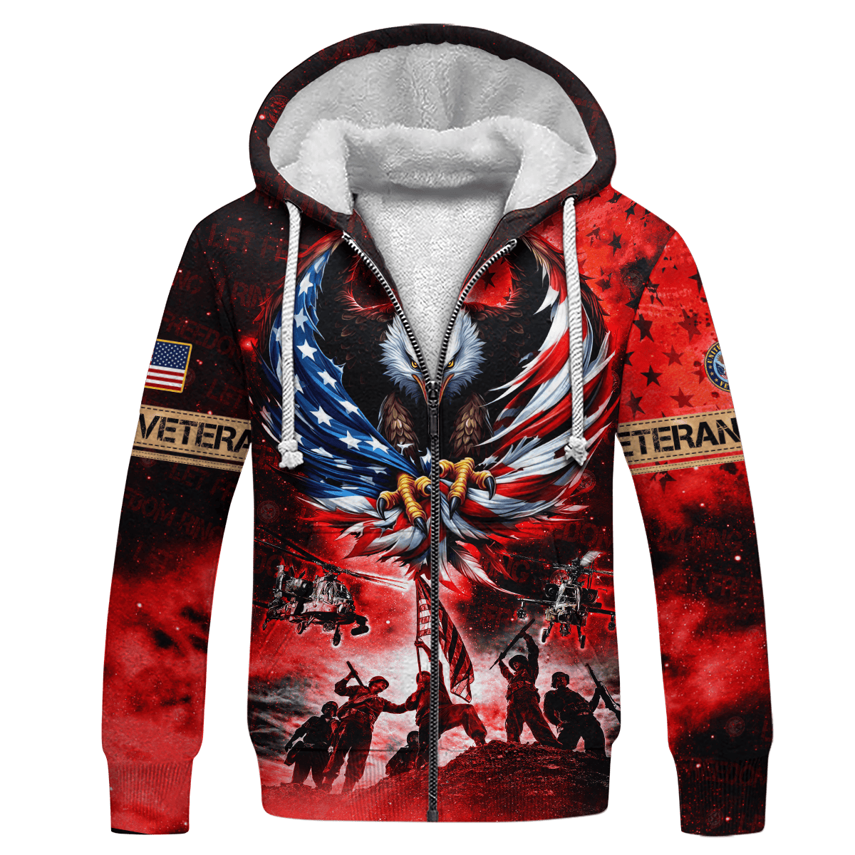 U.S Veteran - Let Freedom Ring - All Over Prints Shirt Galaxy Red , Gifts for veterans