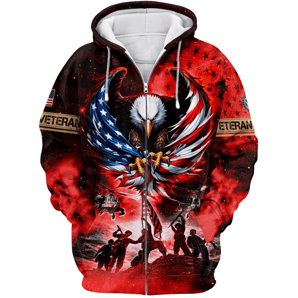 U.S Veteran - Let Freedom Ring - All Over Prints Shirt Galaxy Red , Gifts for veterans