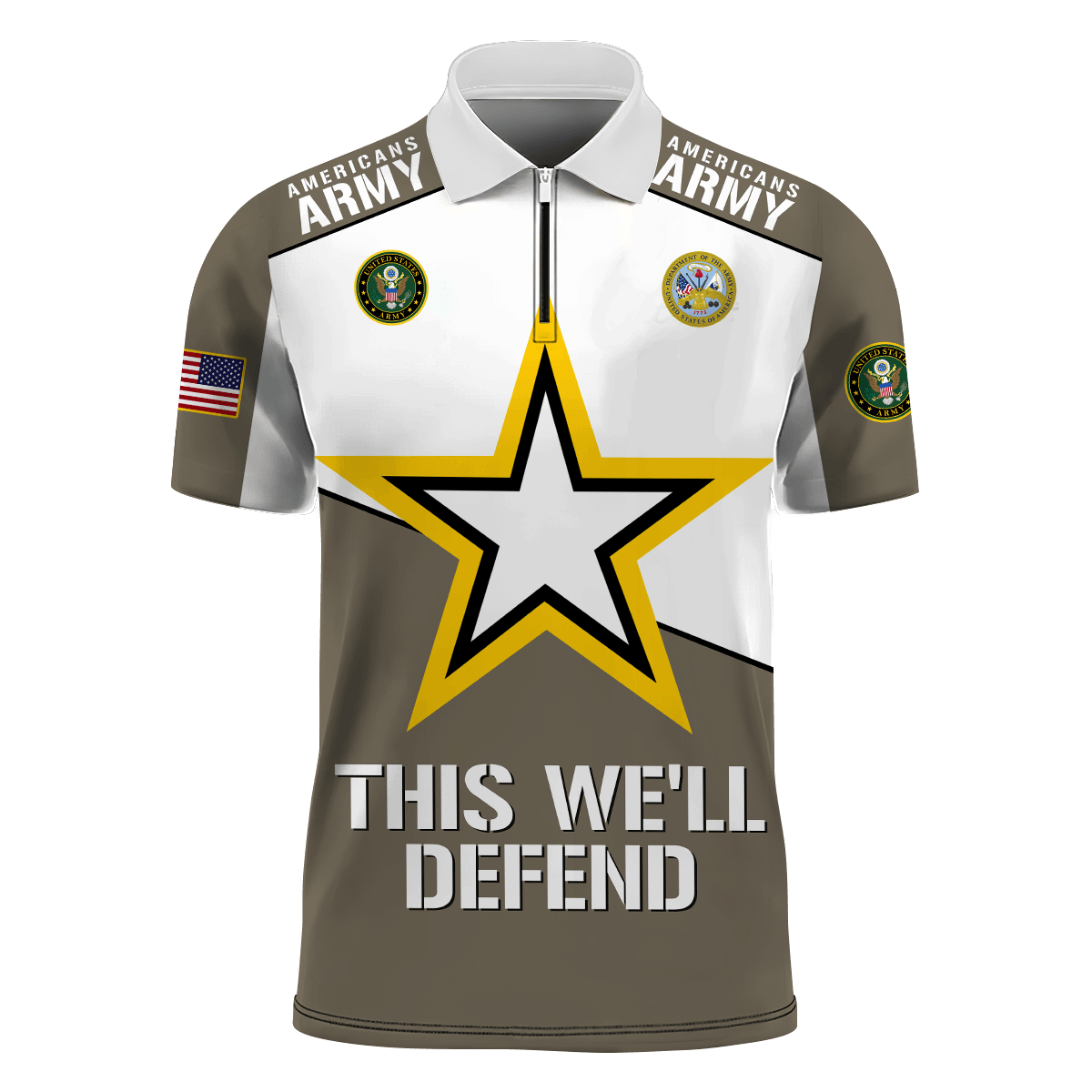 Premium U.S - United States Armed Forces - Zipper Polo shirt , Gifts for veterans, easychoo.com