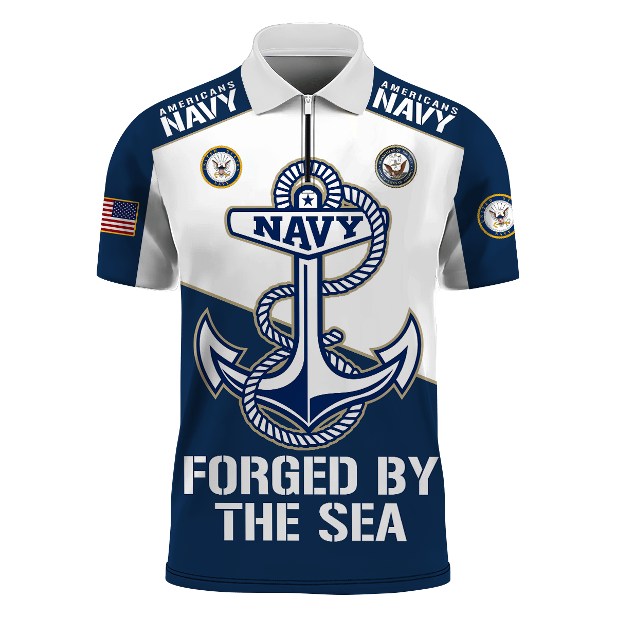 Premium U.S - United States Armed Forces - Zipper Polo shirt , Gifts for veterans, easychoo.com
