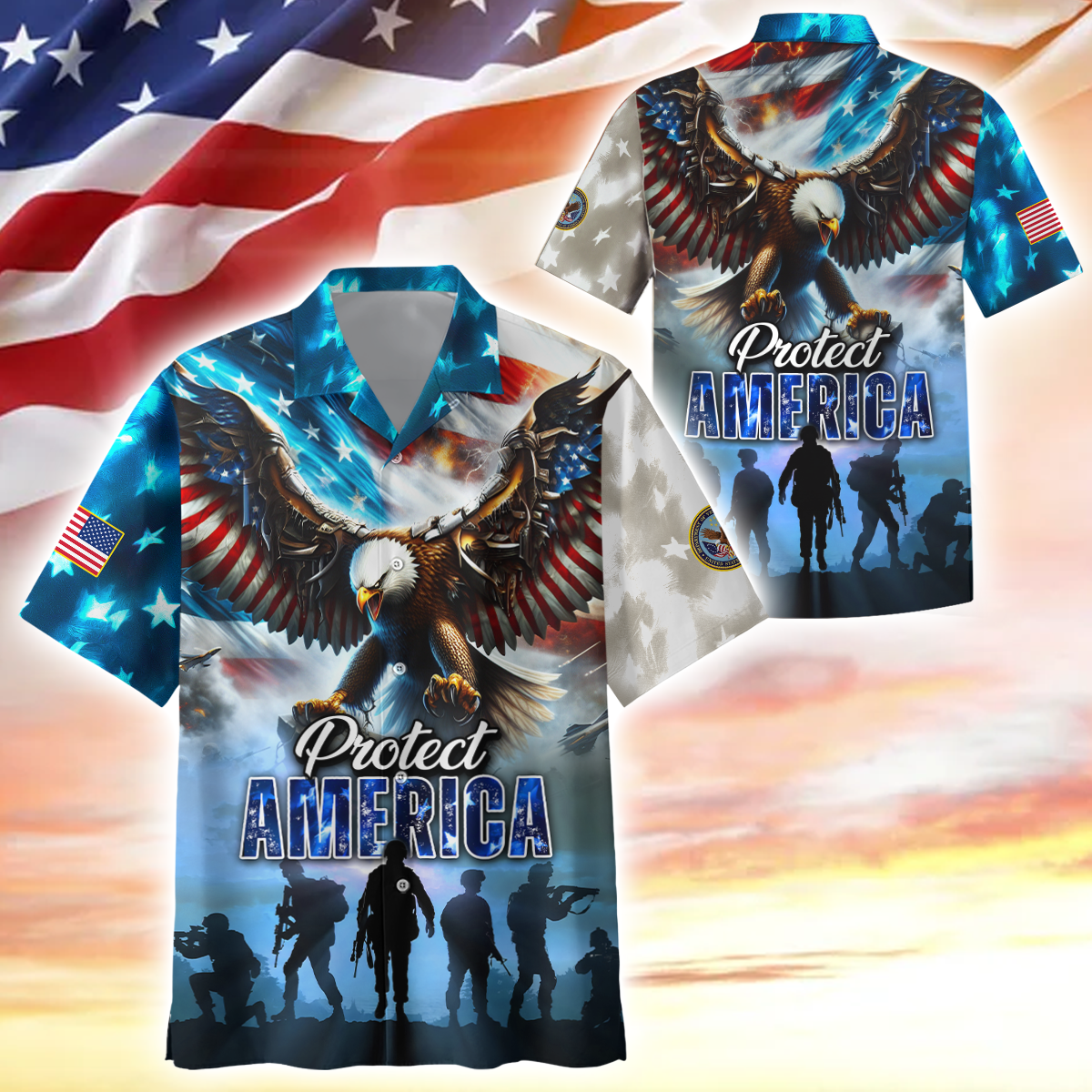 Apparel, Protect America, US Veterans Hawaii Shirt , Gifts for veterans